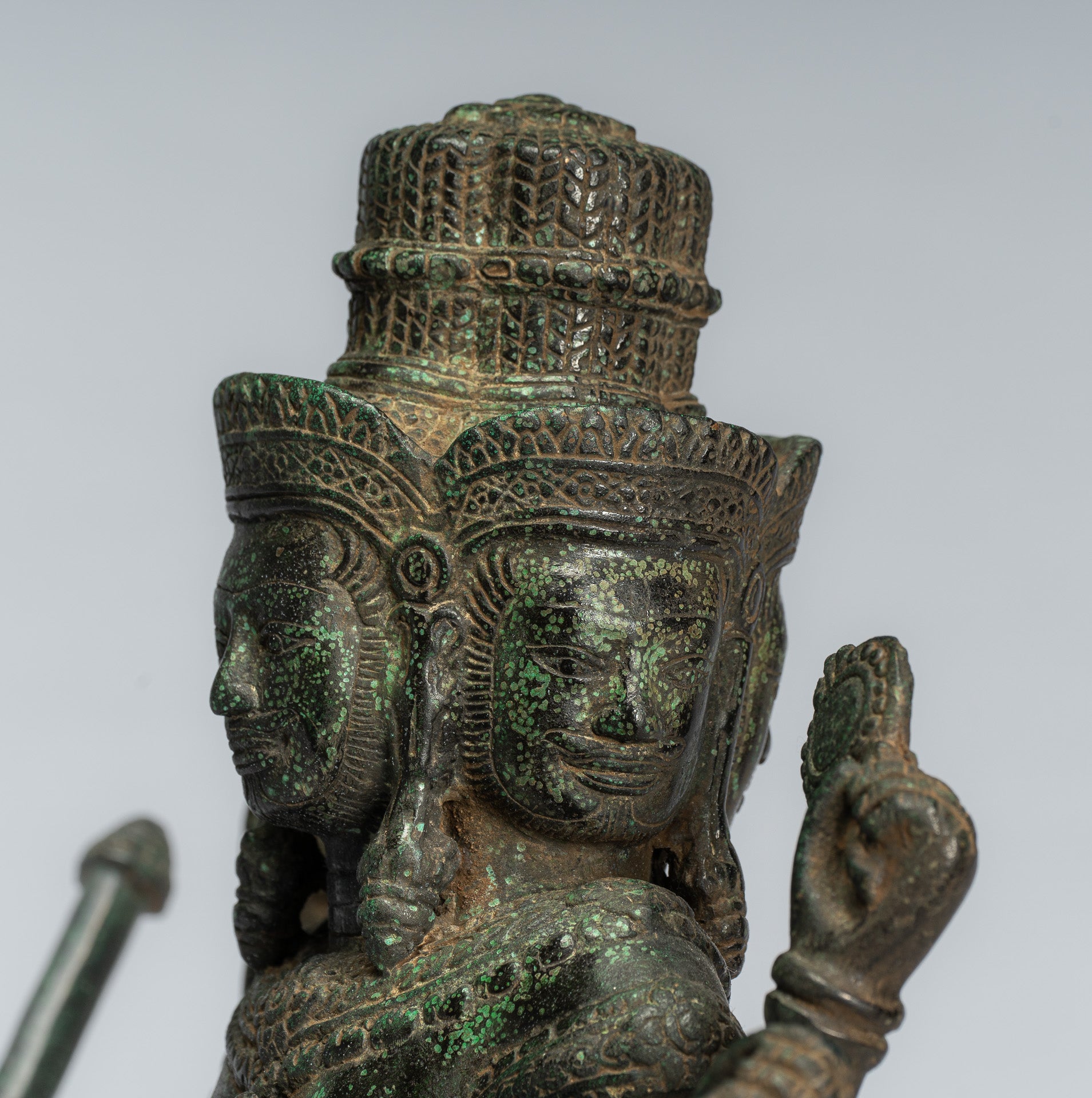 Estatua de Brahma - Antique Khmer Style Bronze 8 Arm Bayon Brahma - Creación de Dios Hindú - 35 cm/14 "