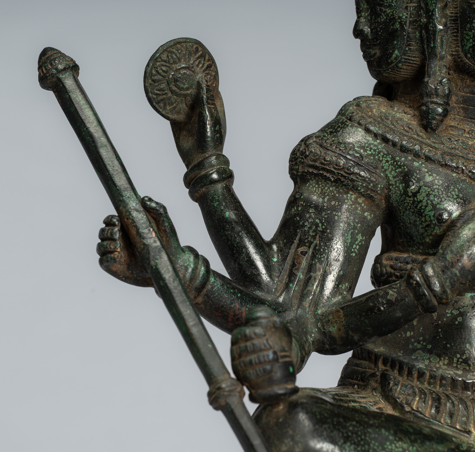 Estatua de Brahma - Antique Khmer Style Bronze 8 Arm Bayon Brahma - Creación de Dios Hindú - 35 cm/14 "