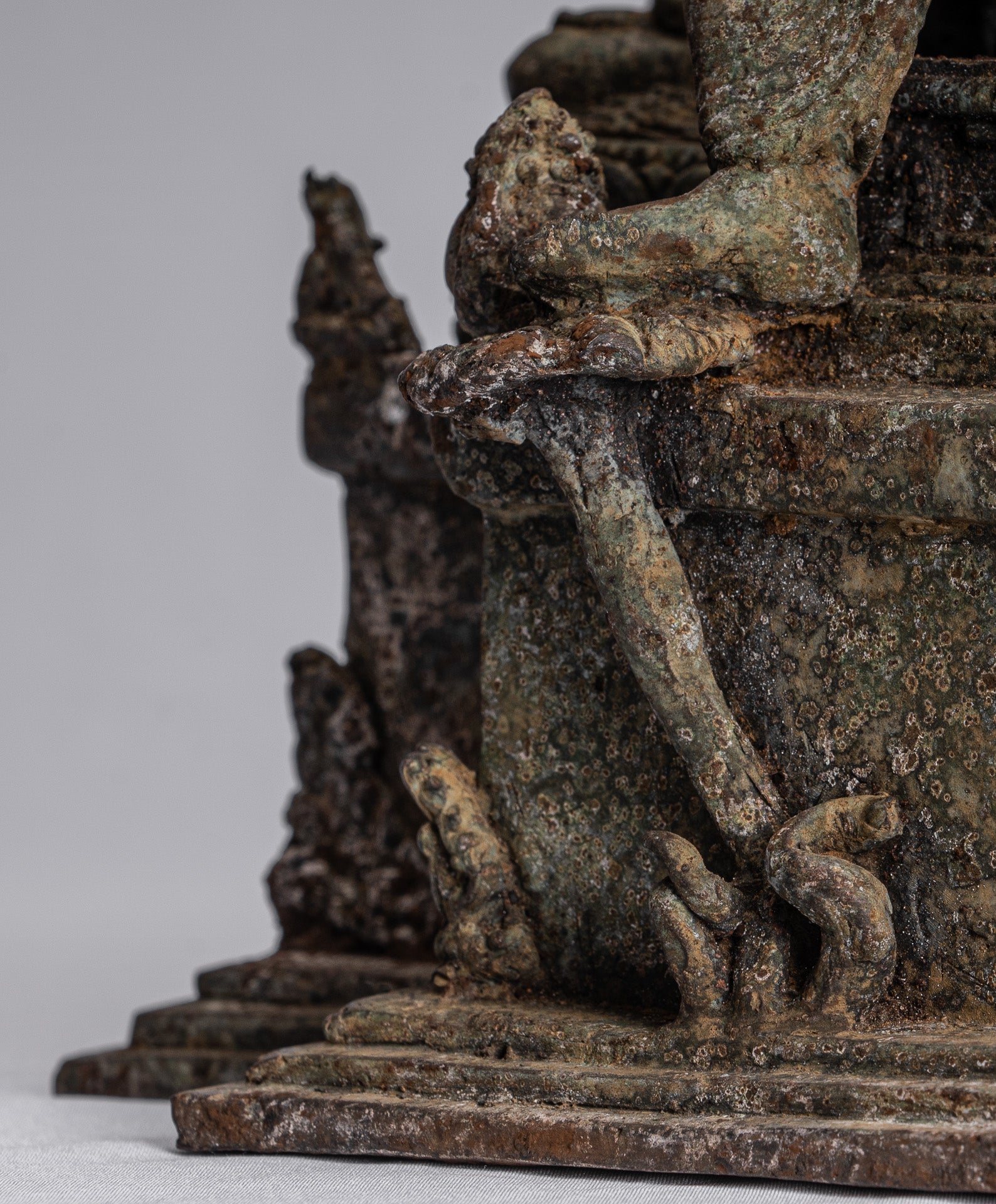 Statue de Bouddha-Antique Indonésie Style Bronze Javanais Protection Bouddha Statue-31cm/12 "