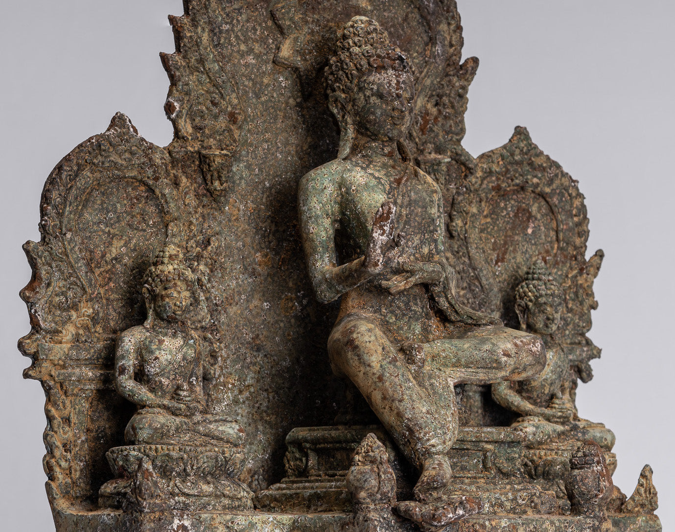 Statue de Bouddha-Antique Indonésie Style Bronze Javanais Protection Bouddha Statue-31cm/12 "