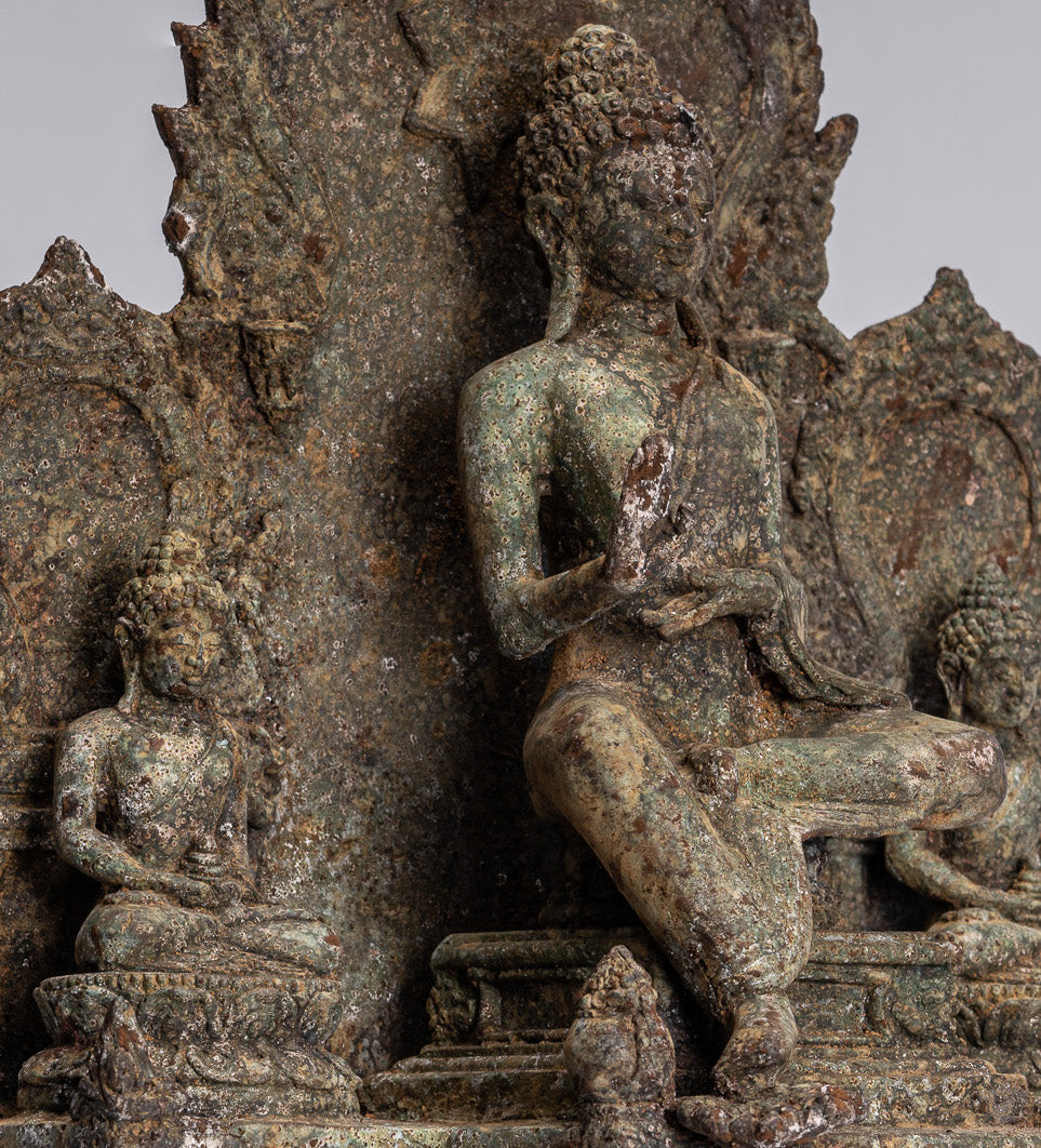 Statue de Bouddha-Antique Indonésie Style Bronze Javanais Protection Bouddha Statue-31cm/12 "