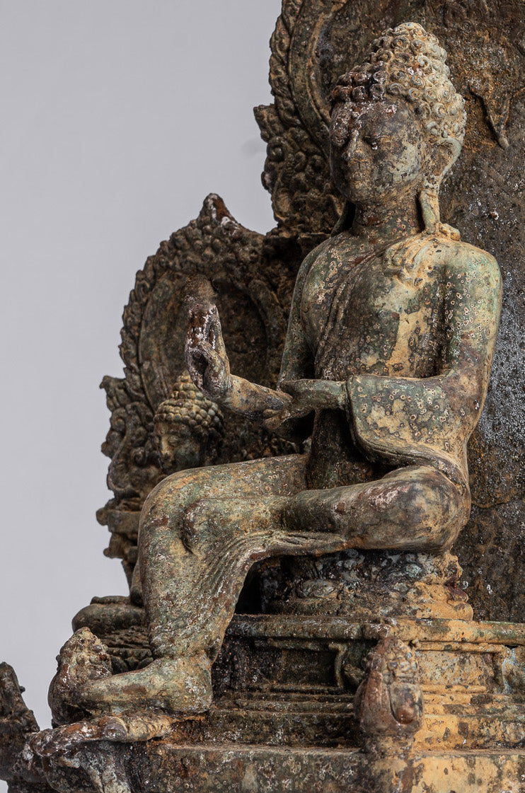 Statue de Bouddha-Antique Indonésie Style Bronze Javanais Protection Bouddha Statue-31cm/12 "