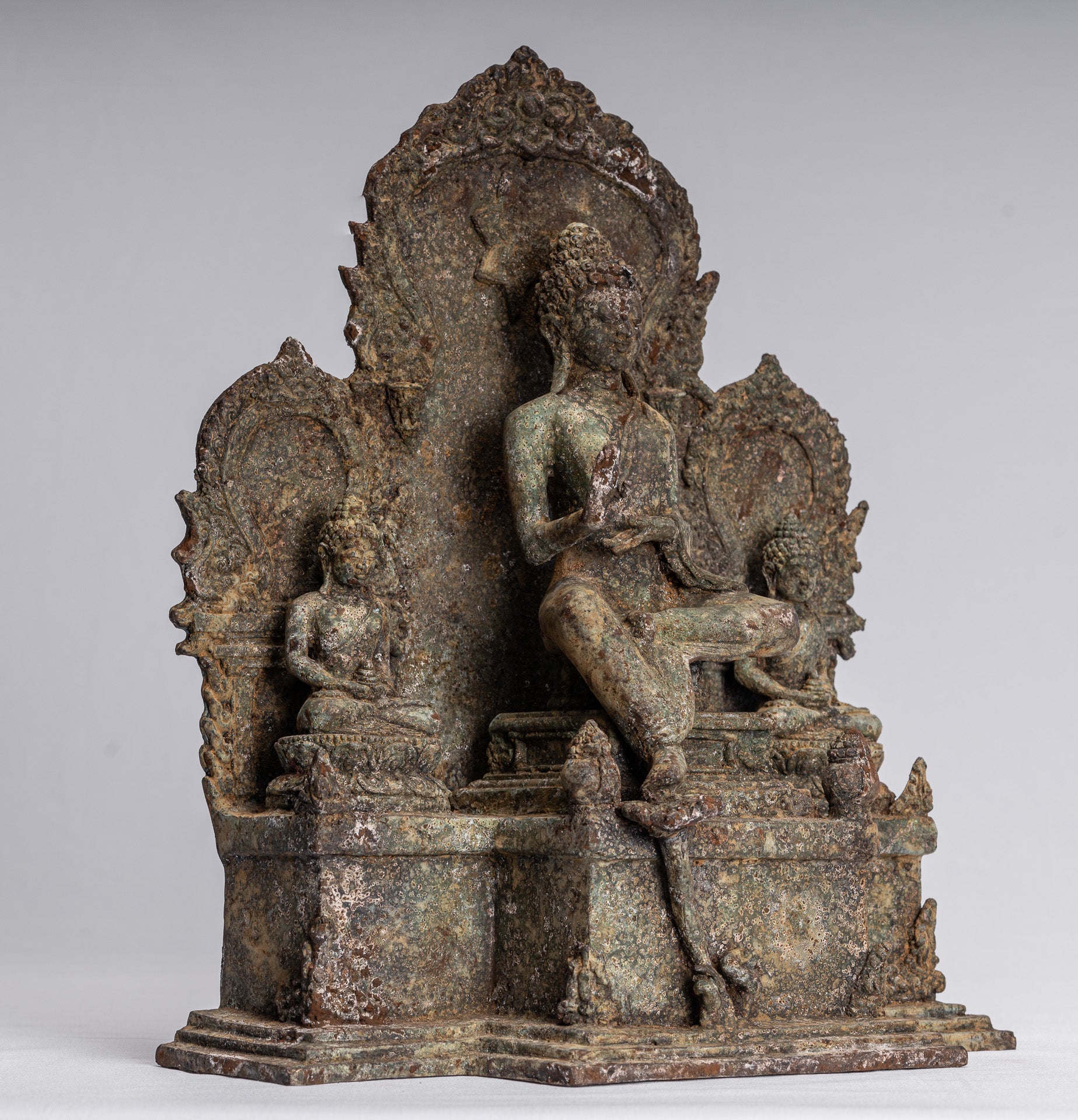 Statue de Bouddha-Antique Indonésie Style Bronze Javanais Protection Bouddha Statue-31cm/12 "