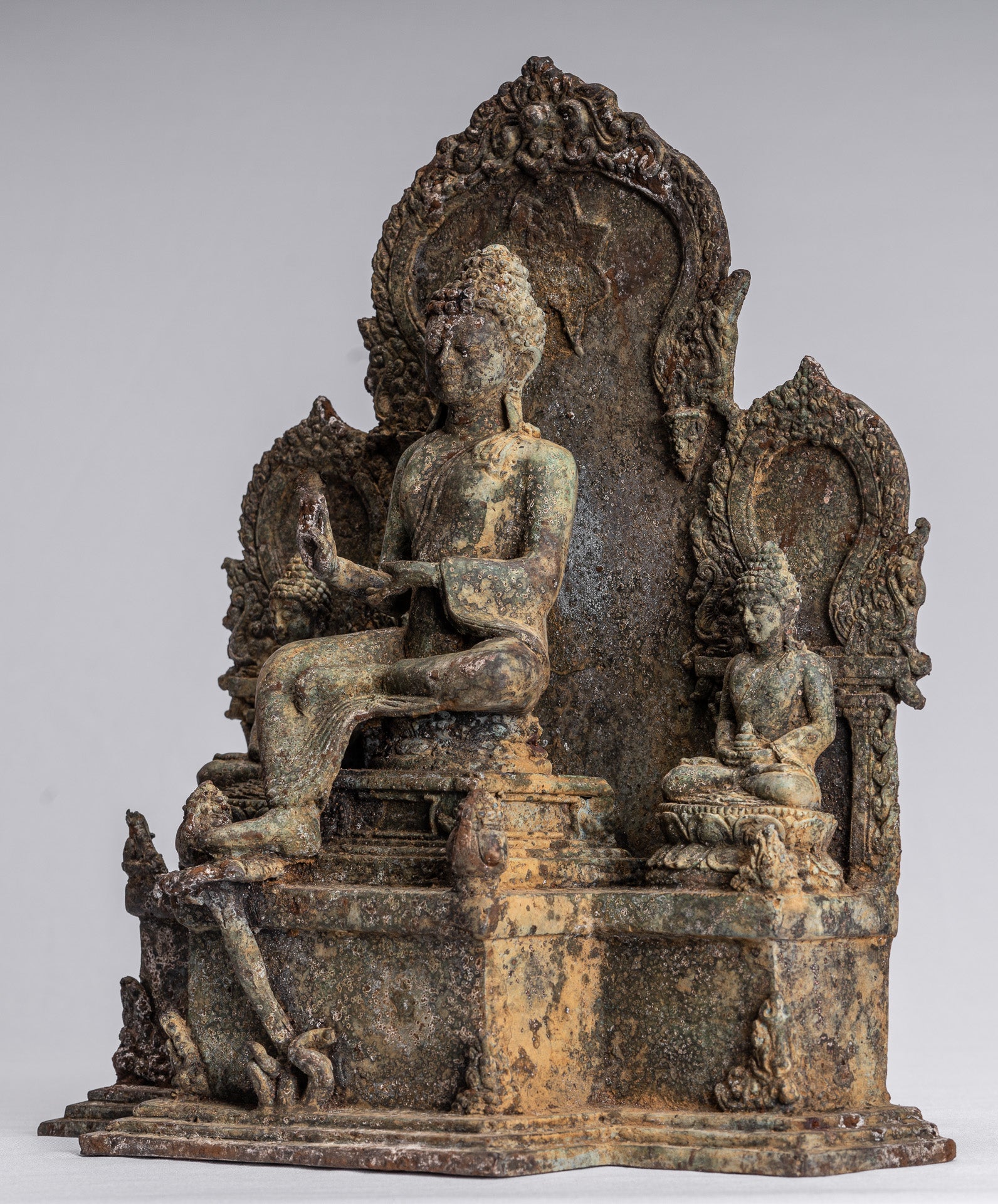 Statue de Bouddha-Antique Indonésie Style Bronze Javanais Protection Bouddha Statue-31cm/12 "