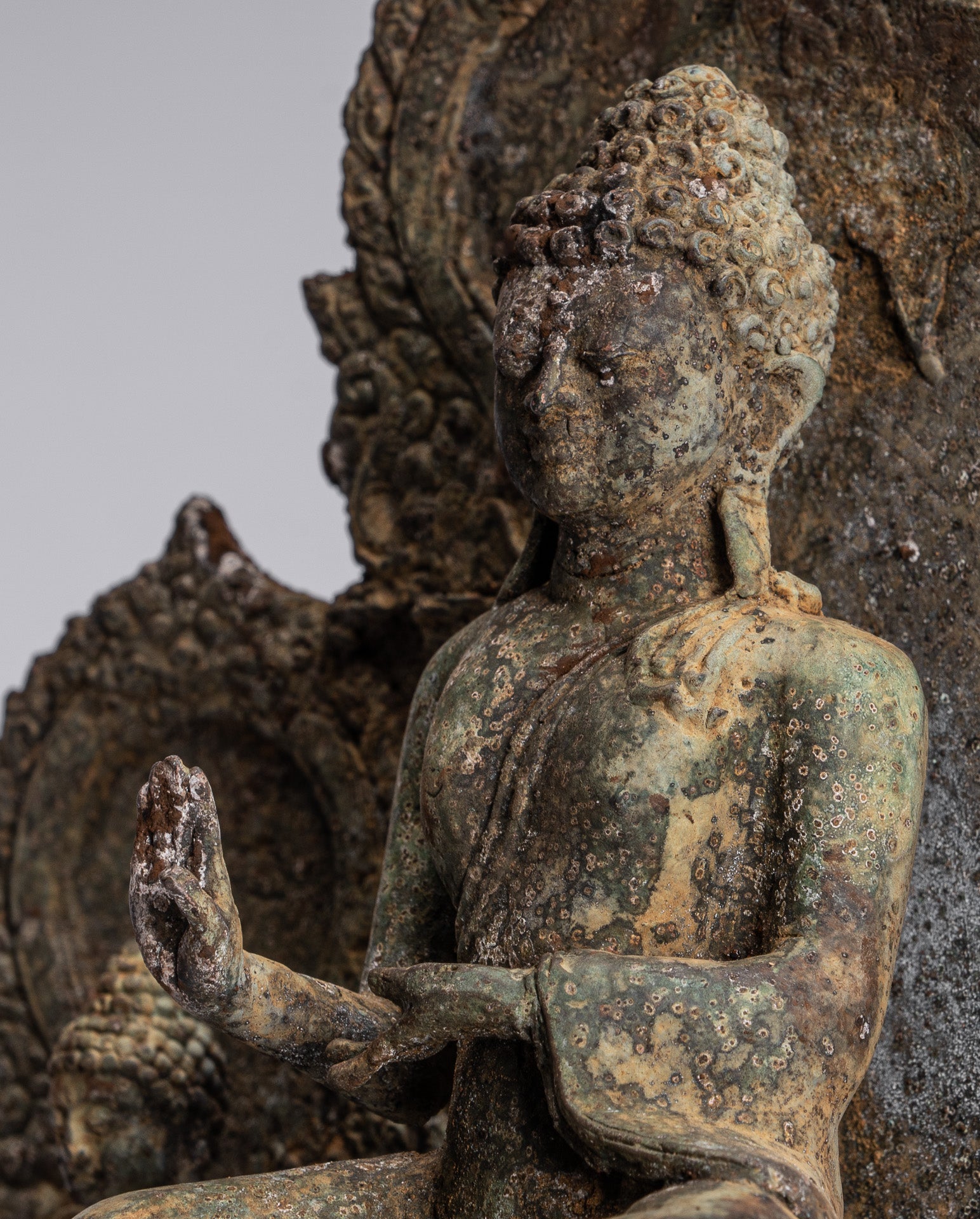 Statue de Bouddha-Antique Indonésie Style Bronze Javanais Protection Bouddha Statue-31cm/12 "