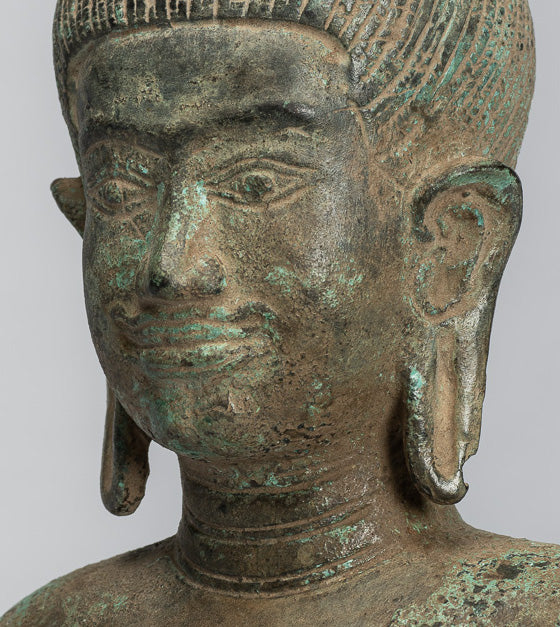 Statua del torso bronzo in stile Khmer antico - Protettore e conservatore -27cm/11 "