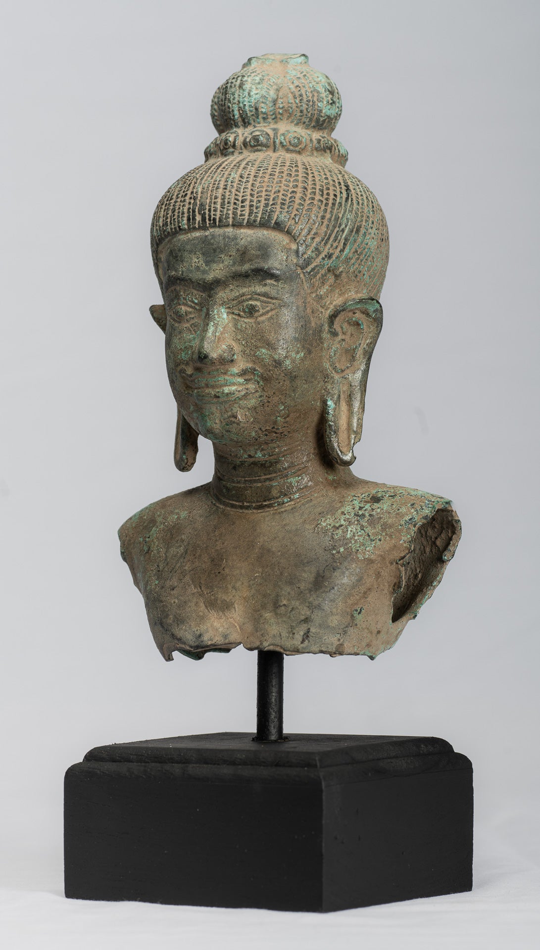 Statua del torso bronzo in stile Khmer antico - Protettore e conservatore -27cm/11 "