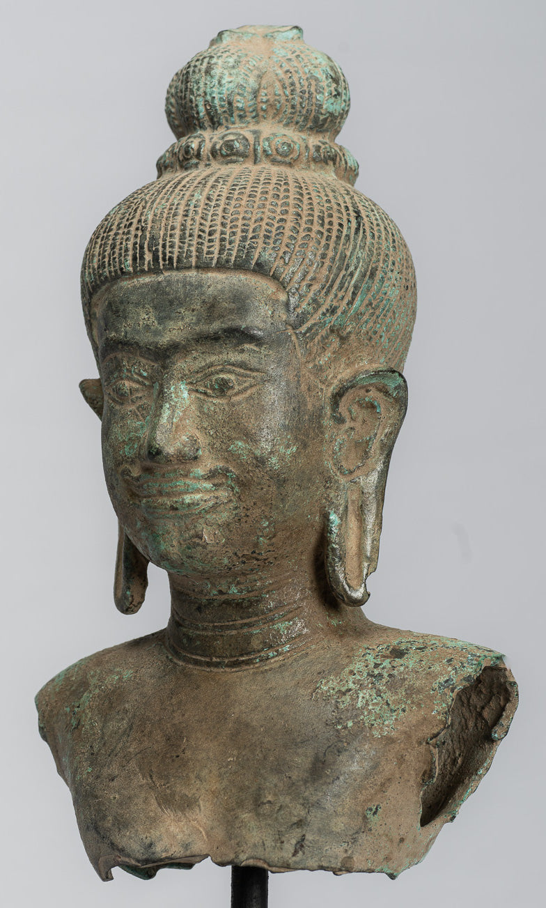 Statua del torso bronzo in stile Khmer antico - Protettore e conservatore -27cm/11 "