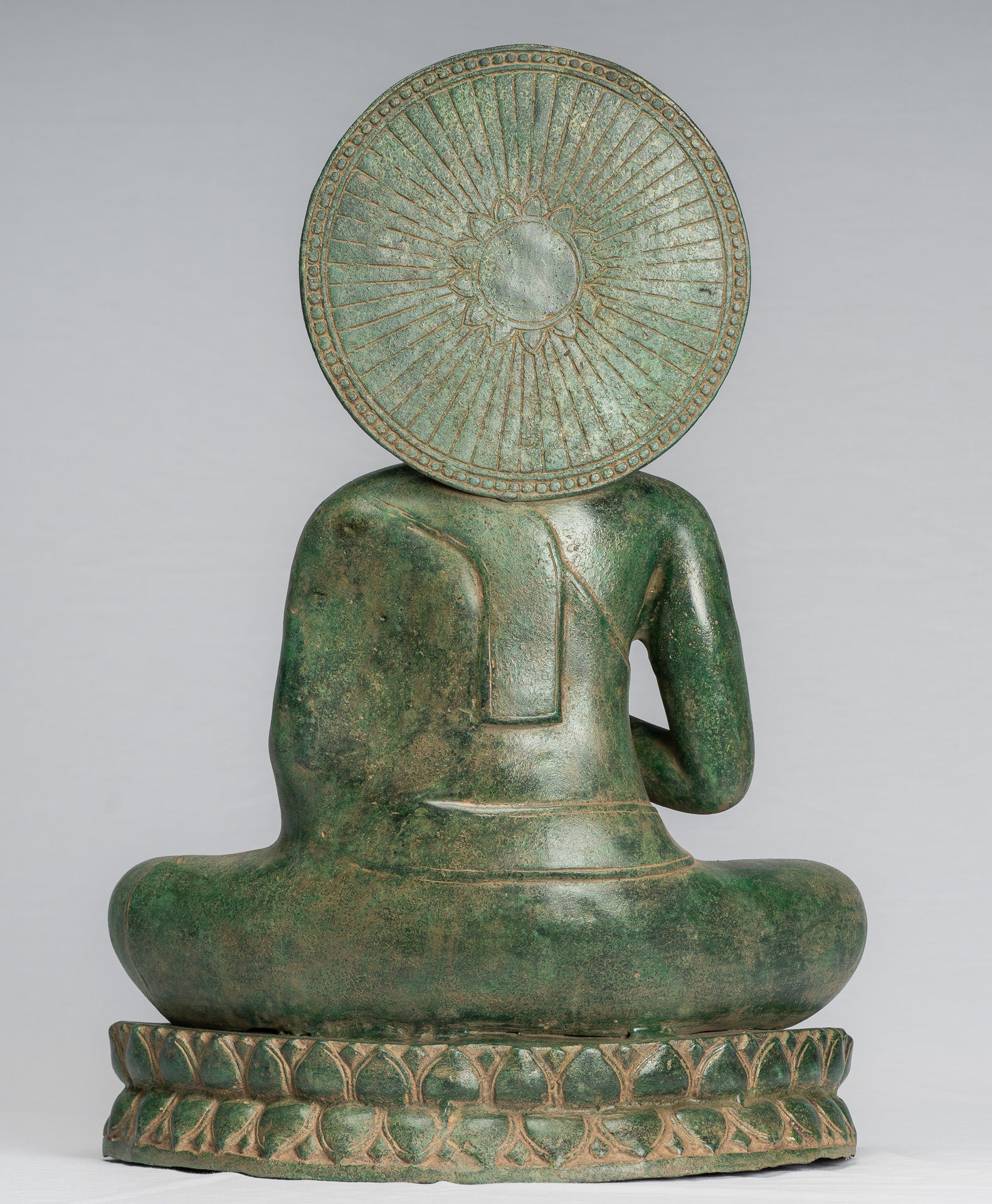 Statua di Buddha - Antique Khmer Style Bronzo Buddha Statua Dharmachakra Insegnamento Mudra - 47cm/19 "