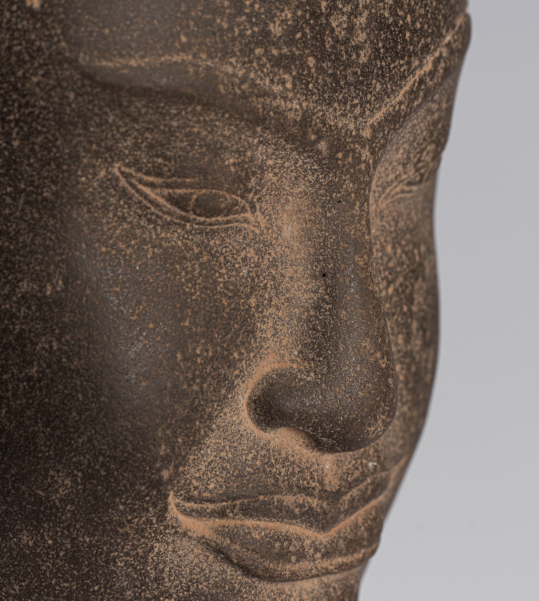 Estatua de Buda - Estatua de la cabeza de Bayón de Bayón Montado de piedra de estilo jemer de estilo jemer - 42cm/17 "