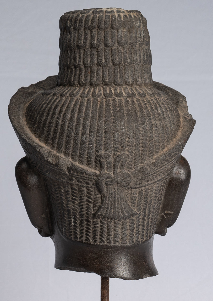 Buddha Statue-Antike Koh Ker Style Khmer Stein Buddha Kopf Statue-34cm/14 "
