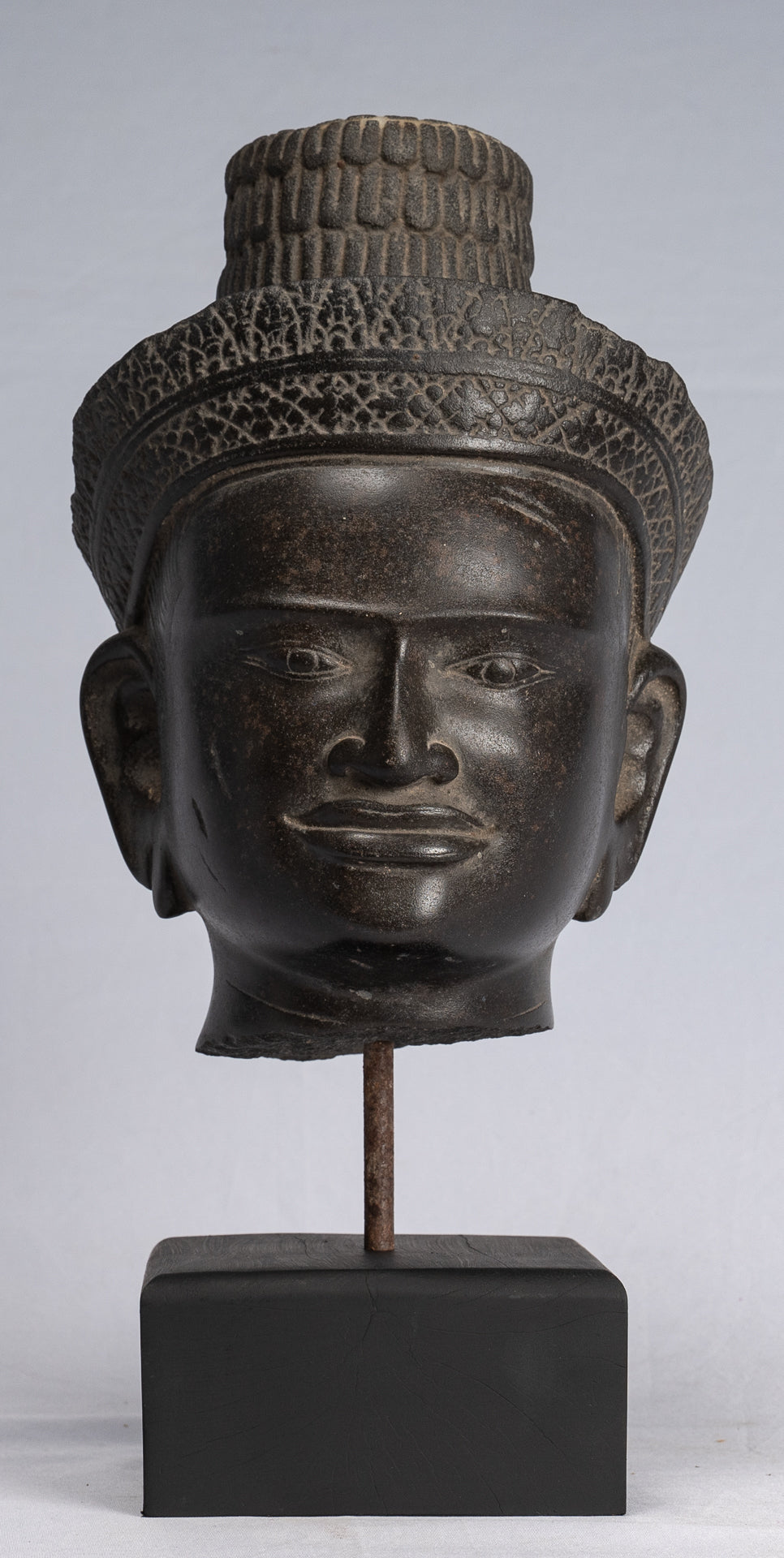 Buddha Statue-Antike Koh Ker Style Khmer Stein Buddha Kopf Statue-34cm/14 "