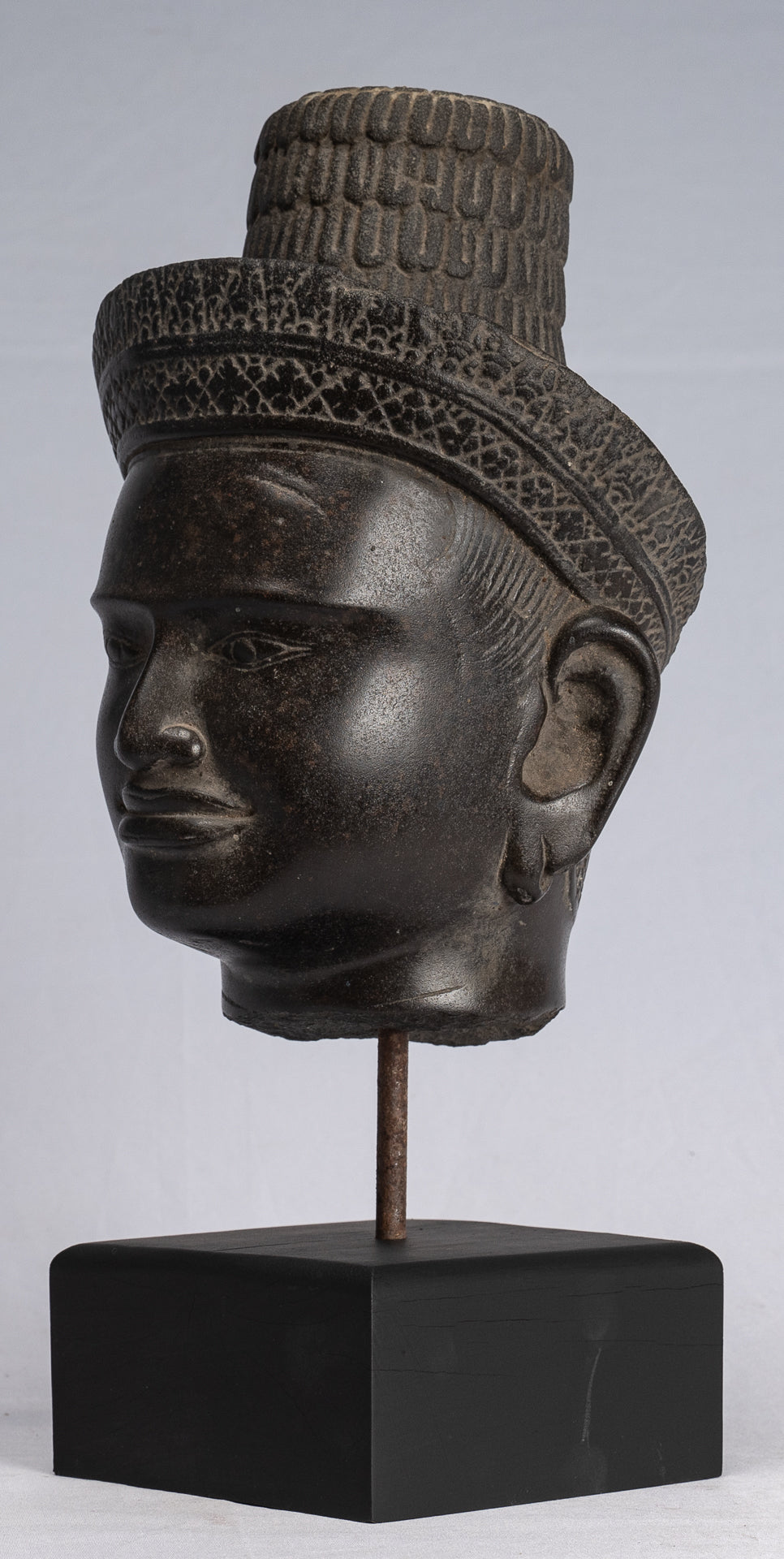 Buddha Statue-Antike Koh Ker Style Khmer Stein Buddha Kopf Statue-34cm/14 "