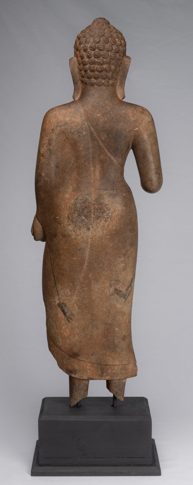 Buddha Statue-Antike Thai Style Standing Stone Dvaravati Buddha Statue-100cm/40 " Tall