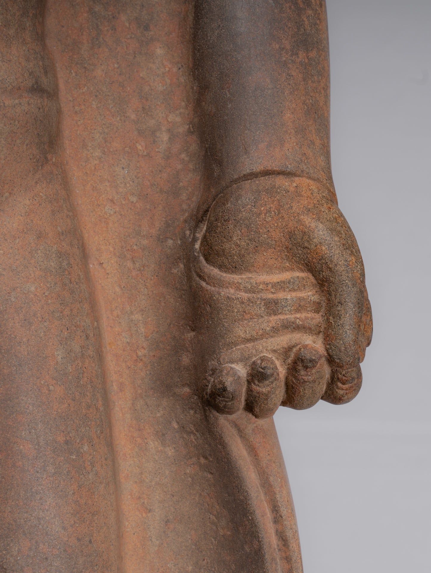 Buddha Statue-Antike Thai Style Standing Stone Dvaravati Buddha Statue-100cm/40 " Tall