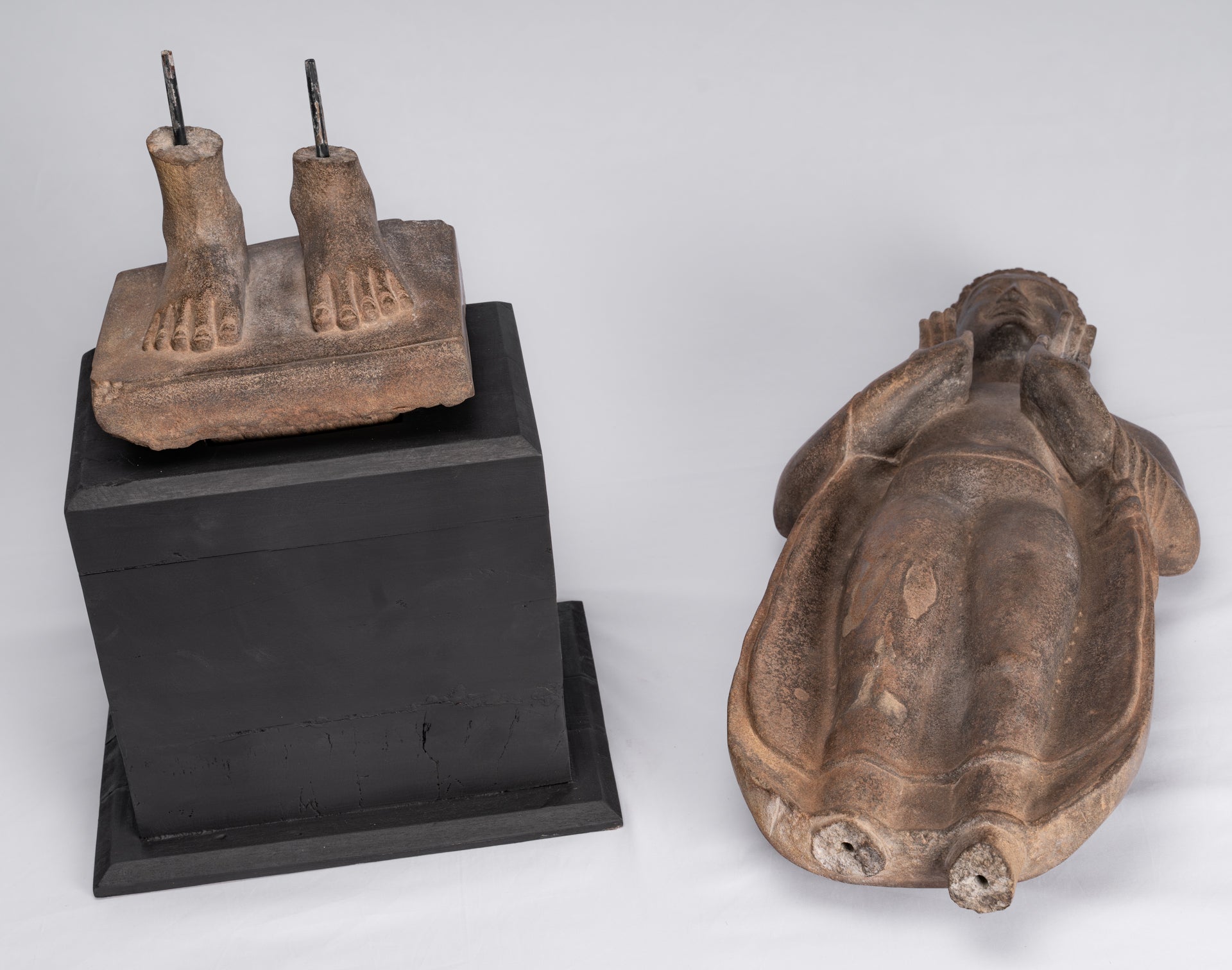 Buddha Statue - Antique Thai Style Standing Stone Dvaravati Buddha Statue - 102cm/41" Tall