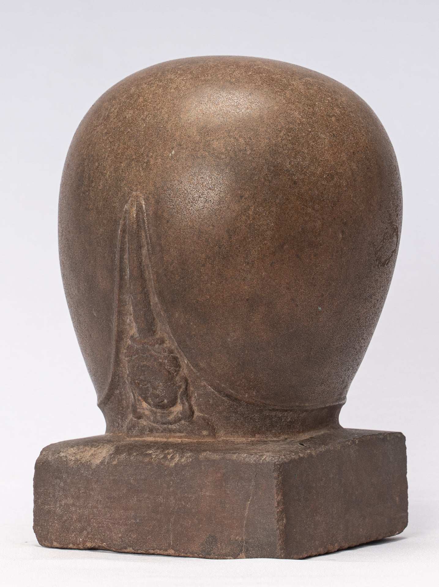 Antique Khmer Style Stone Lakshmi Mukhalinga Linga / Lingnum - 22cm/9"