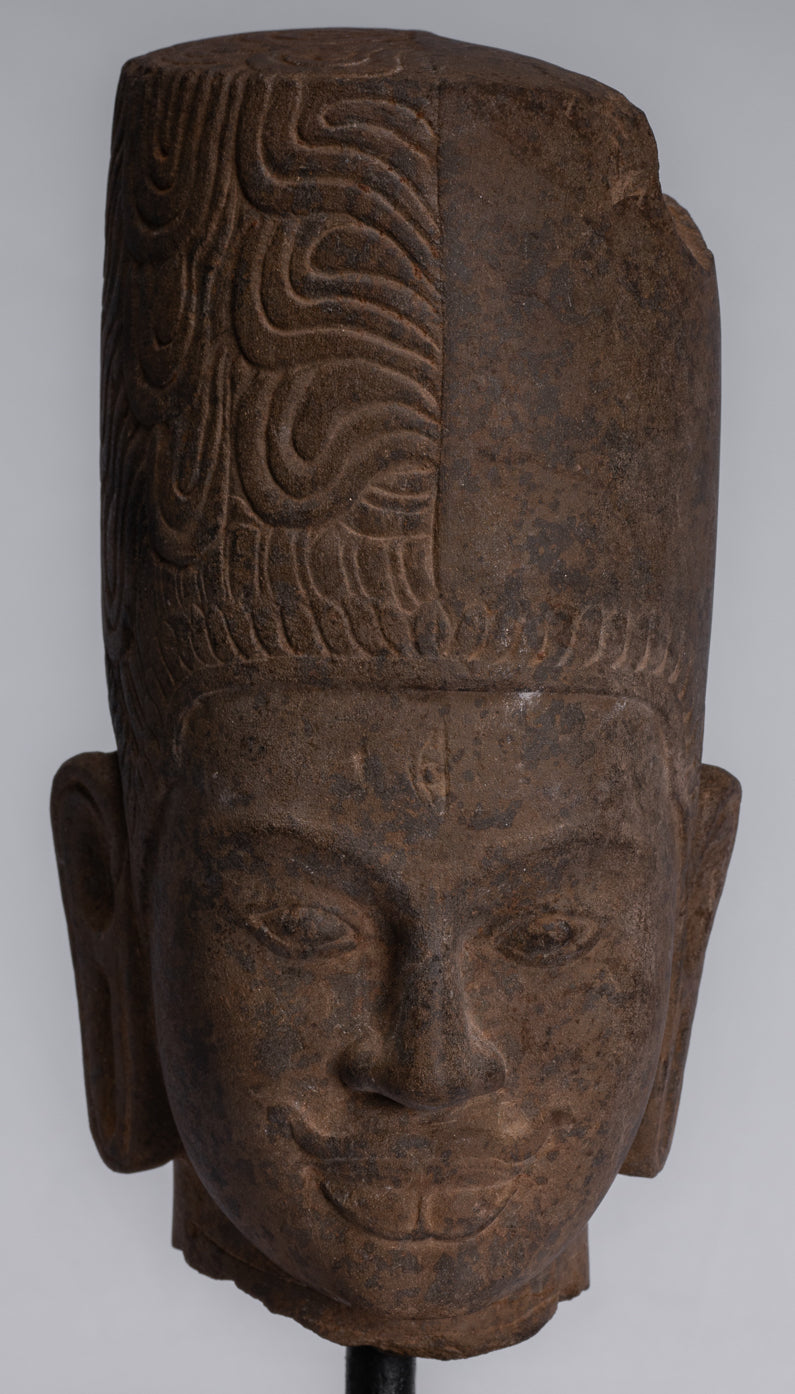 État de Harihara – Tête antique Faum Da Style Hari Hari ou Vishnu et Shiva – 31 cm/12"