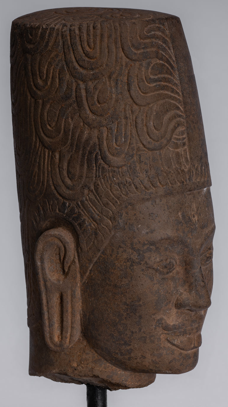 État de Harihara – Tête antique Faum Da Style Hari Hari ou Vishnu et Shiva – 31 cm/12"