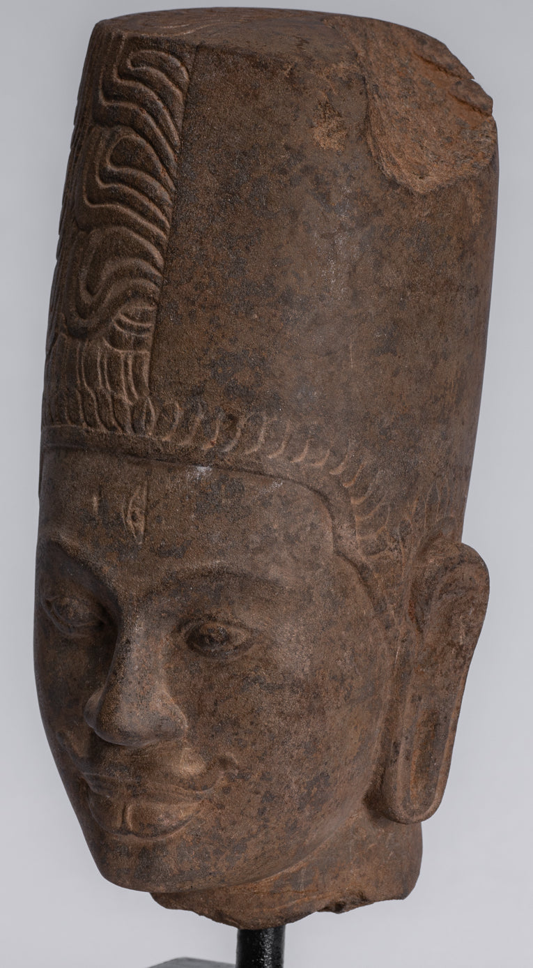 État de Harihara – Tête antique Faum Da Style Hari Hari ou Vishnu et Shiva – 31 cm/12"