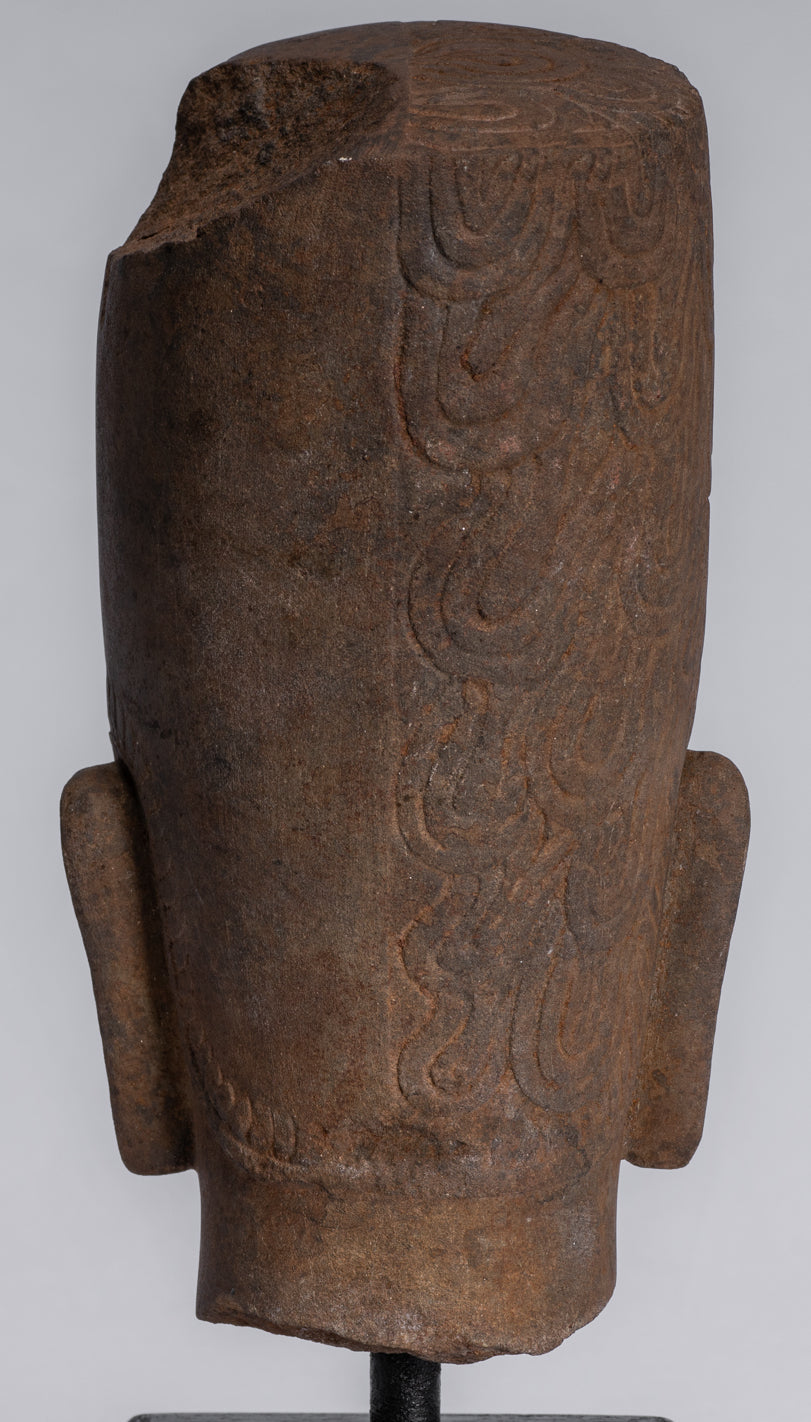 État de Harihara – Tête antique Faum Da Style Hari Hari ou Vishnu et Shiva – 31 cm/12"