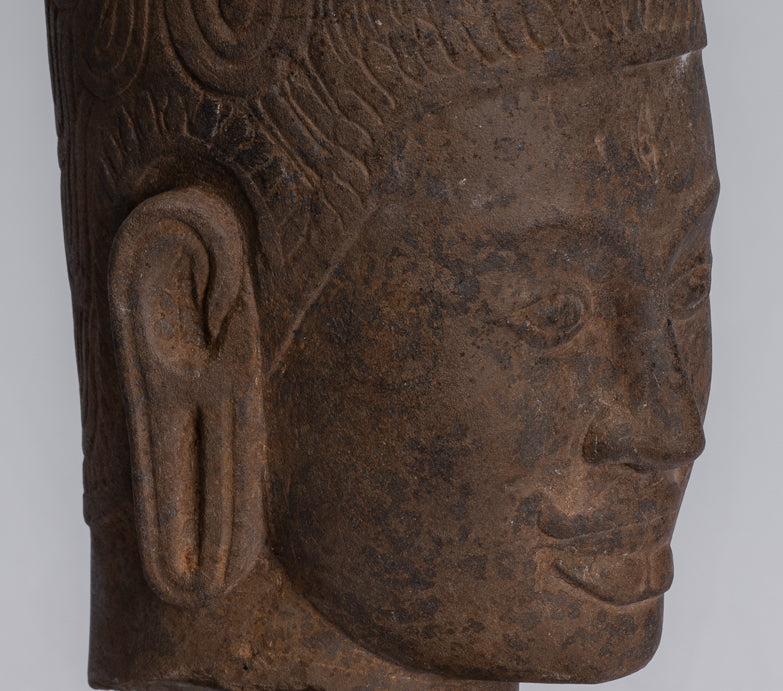 État de Harihara – Tête antique Faum Da Style Hari Hari ou Vishnu et Shiva – 31 cm/12"