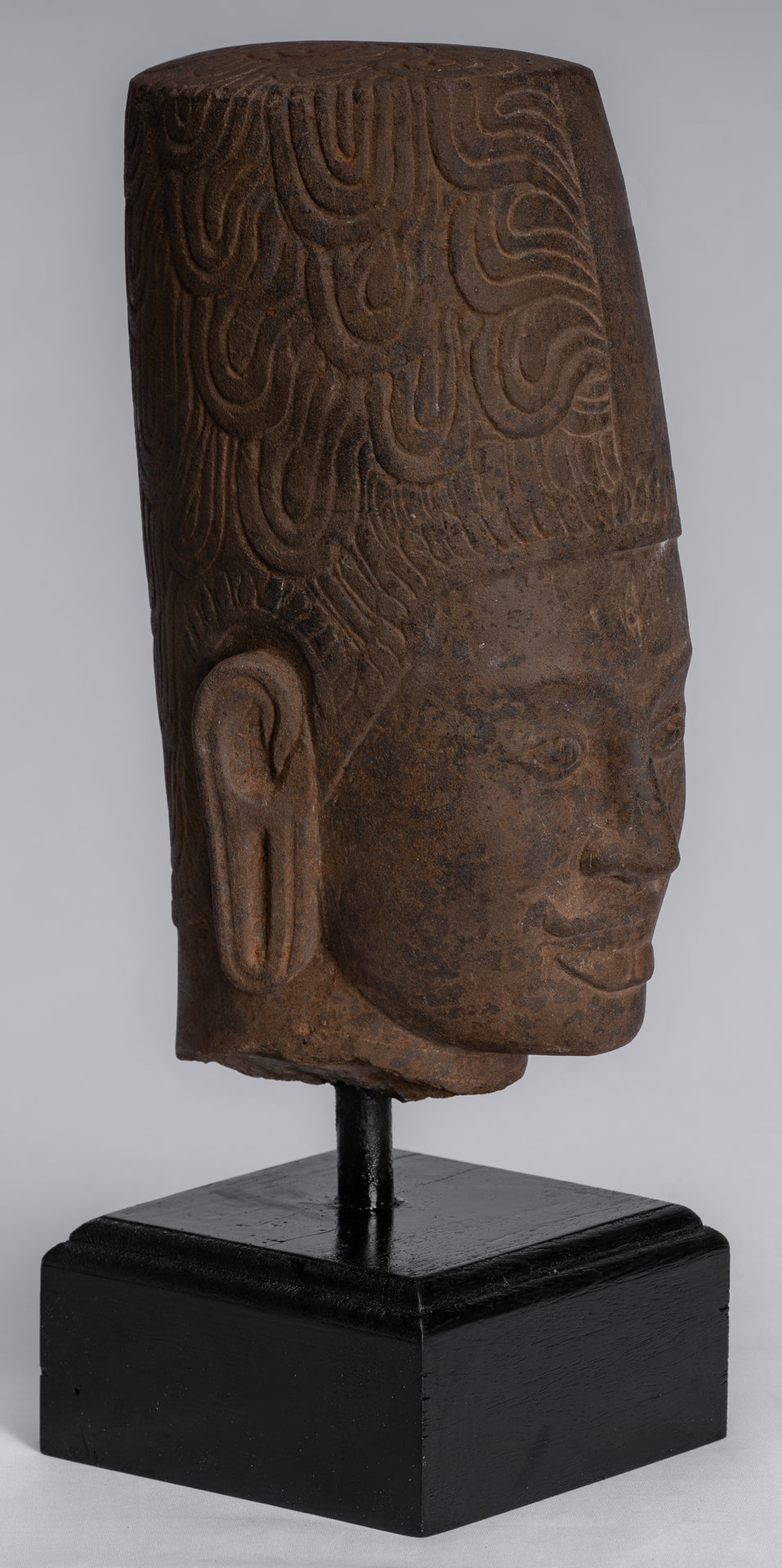 État de Harihara – Tête antique Faum Da Style Hari Hari ou Vishnu et Shiva – 31 cm/12"