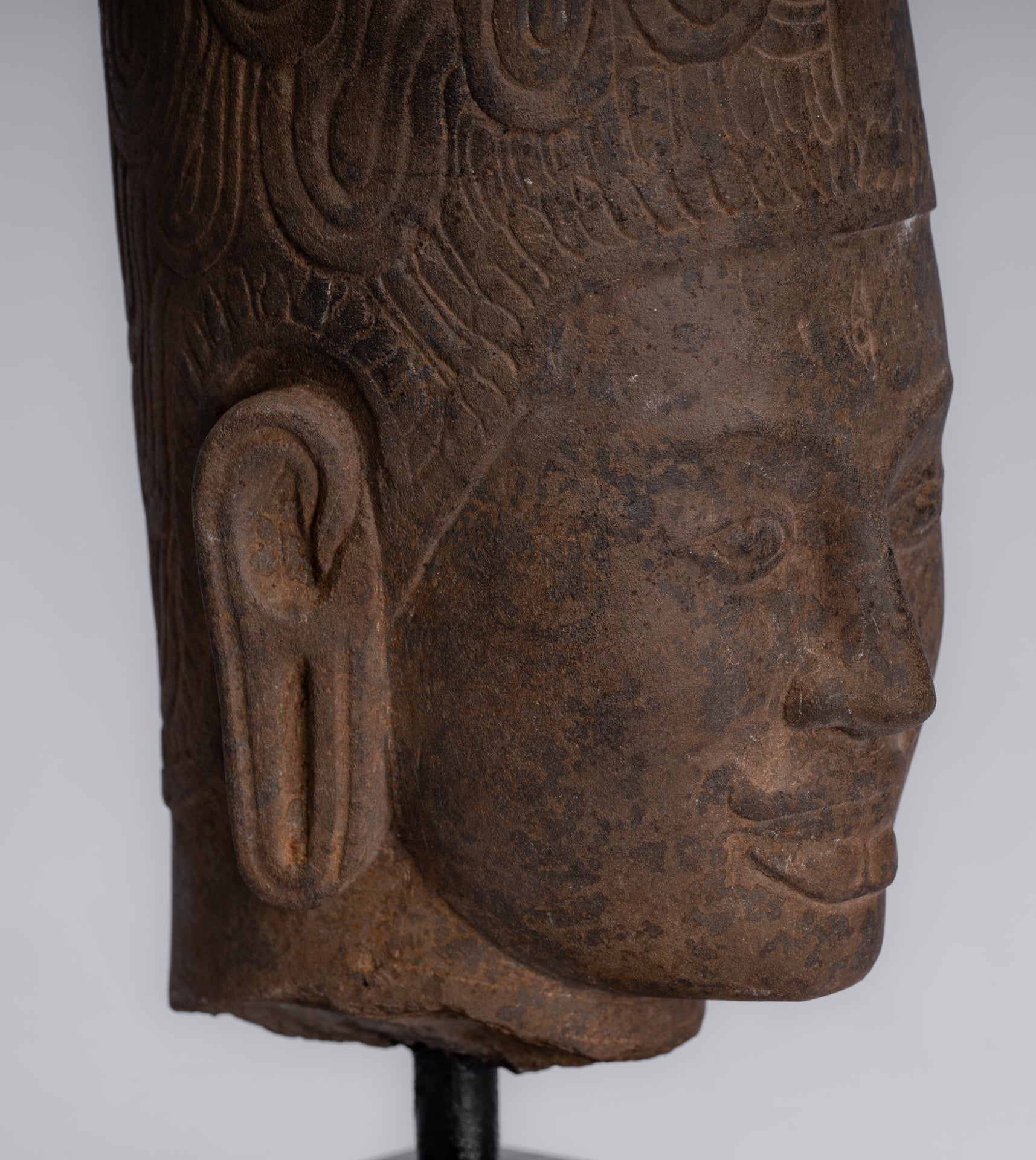 État de Harihara – Tête antique Faum Da Style Hari Hari ou Vishnu et Shiva – 31 cm/12"