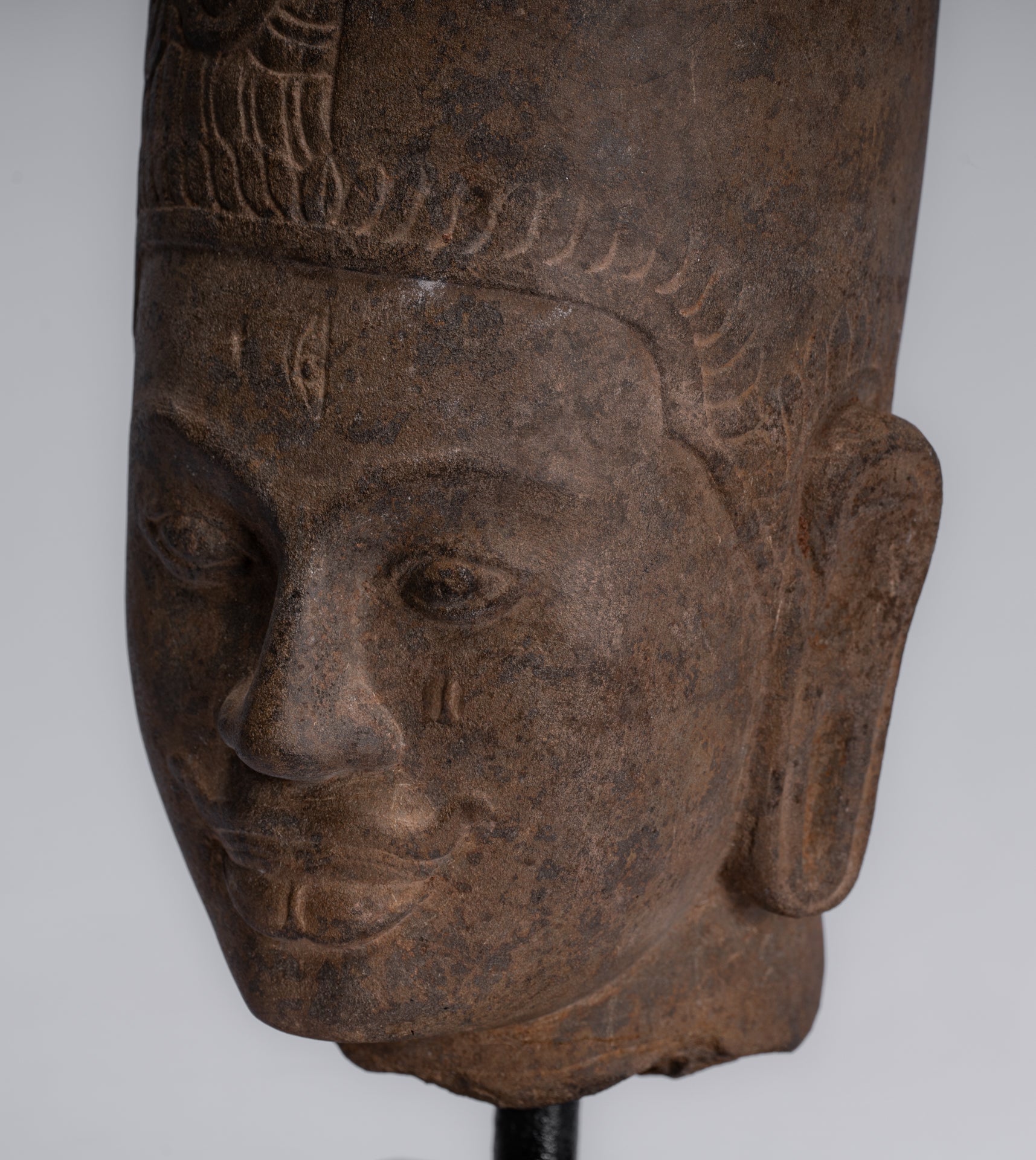 État de Harihara – Tête antique Faum Da Style Hari Hari ou Vishnu et Shiva – 31 cm/12"