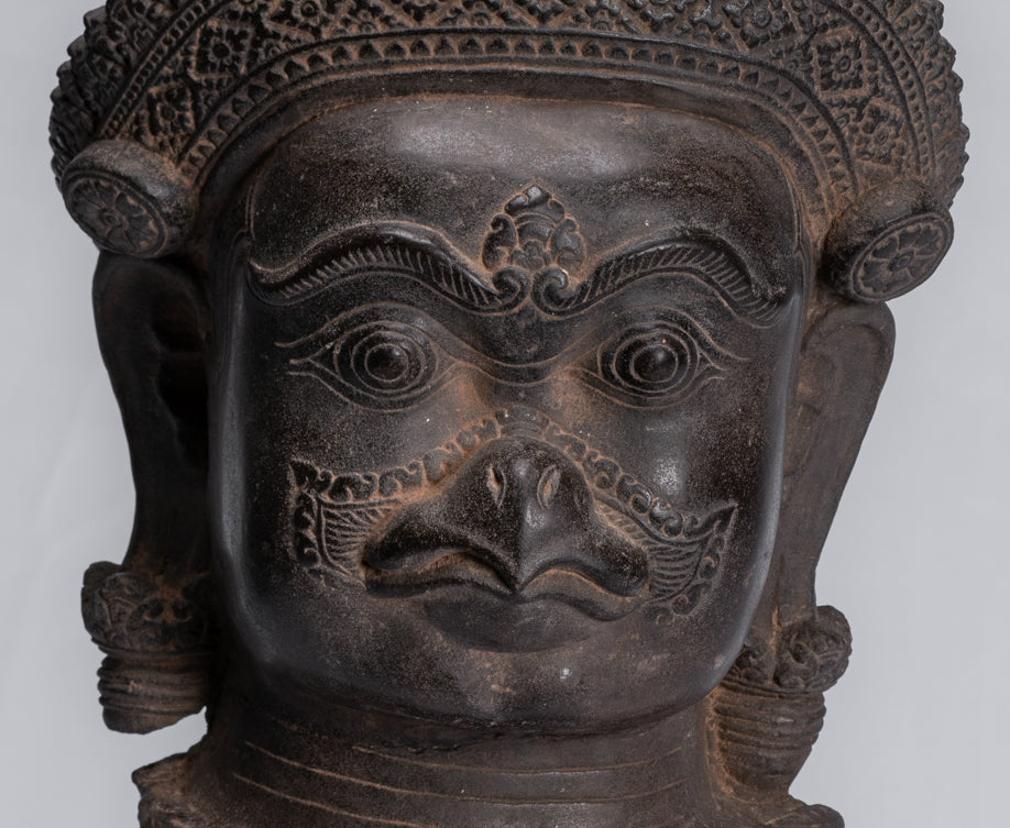 Garuda Statue - Antique Banteay Srei Style Stone Khmer Garuda Vishnu Statue - 46cm/18"