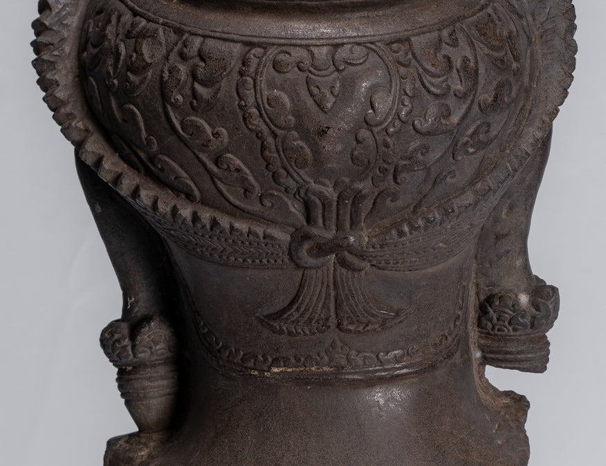 Garuda Statue - Antique Banteay Srei Style Stone Khmer Garuda Vishnu Statue - 46cm/18"