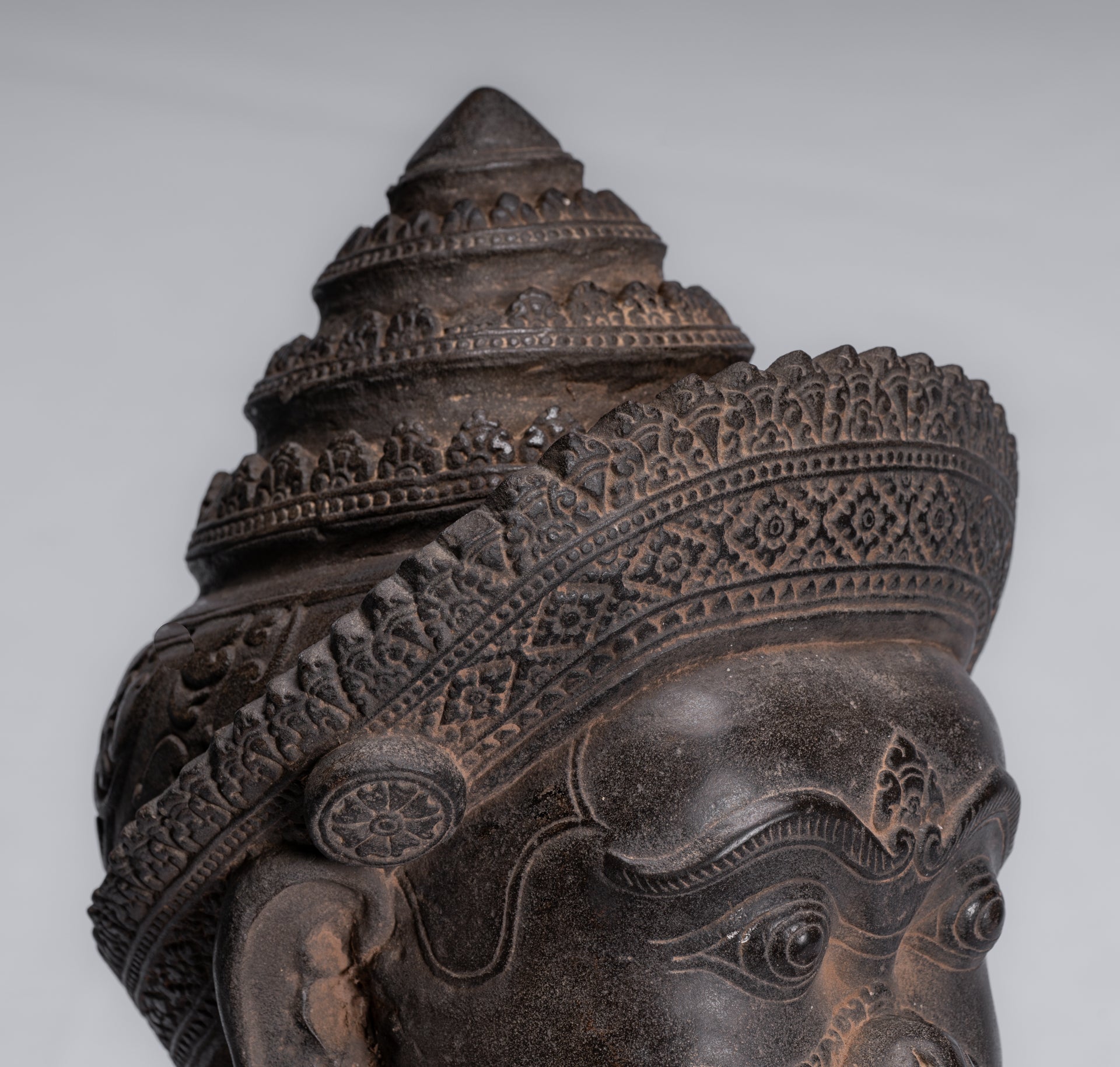 Garuda Statue - Antique Banteay Srei Style Stone Khmer Garuda Vishnu Statue - 46cm/18"