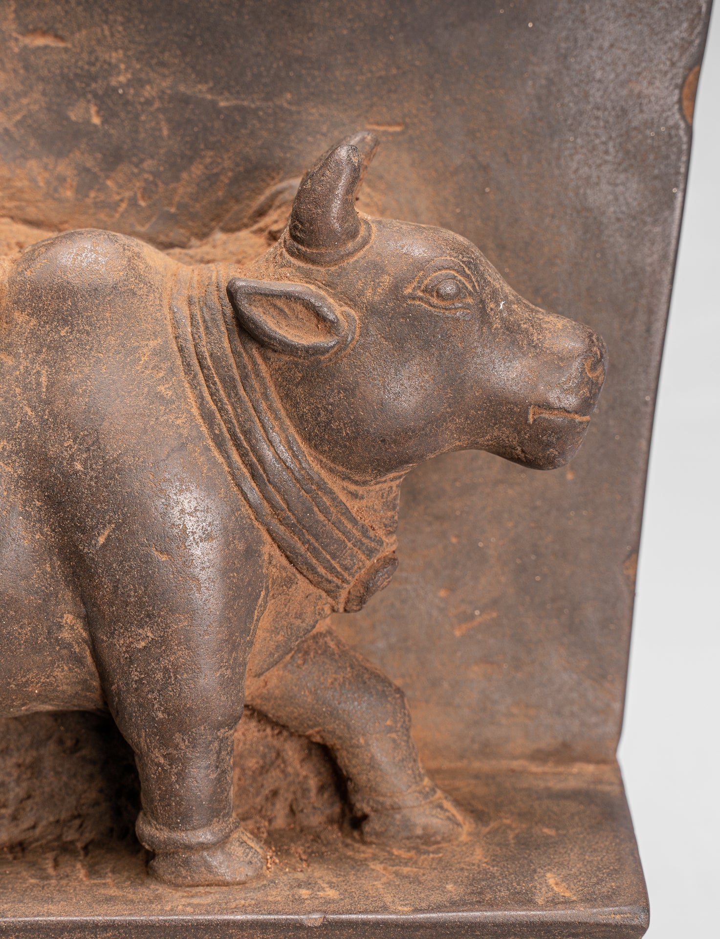 Antique Baphuon Style Stone Khmer Sanskrit Stele with Nandi - 72cm / 29"