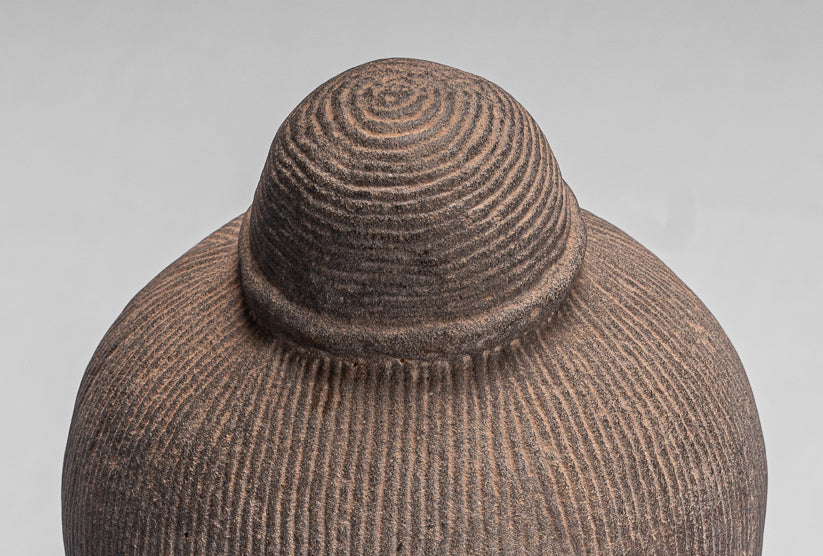 Jayavarman Statue-Antique Khmer Style Monté Jayavarman VII Statue Tête-40cm/16 "