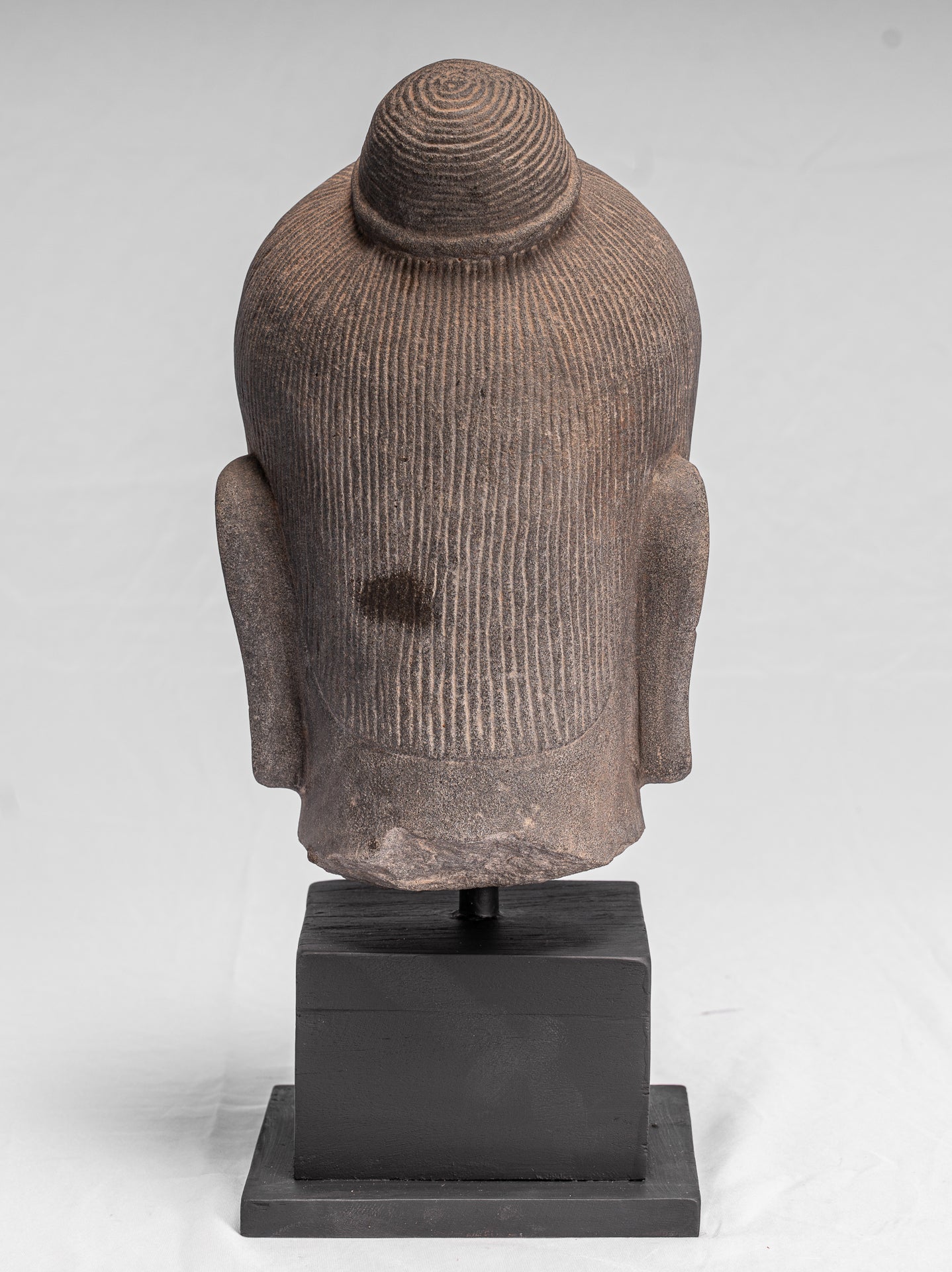 Jayavarman Statue-Antique Khmer Style Monté Jayavarman VII Statue Tête-40cm/16 "