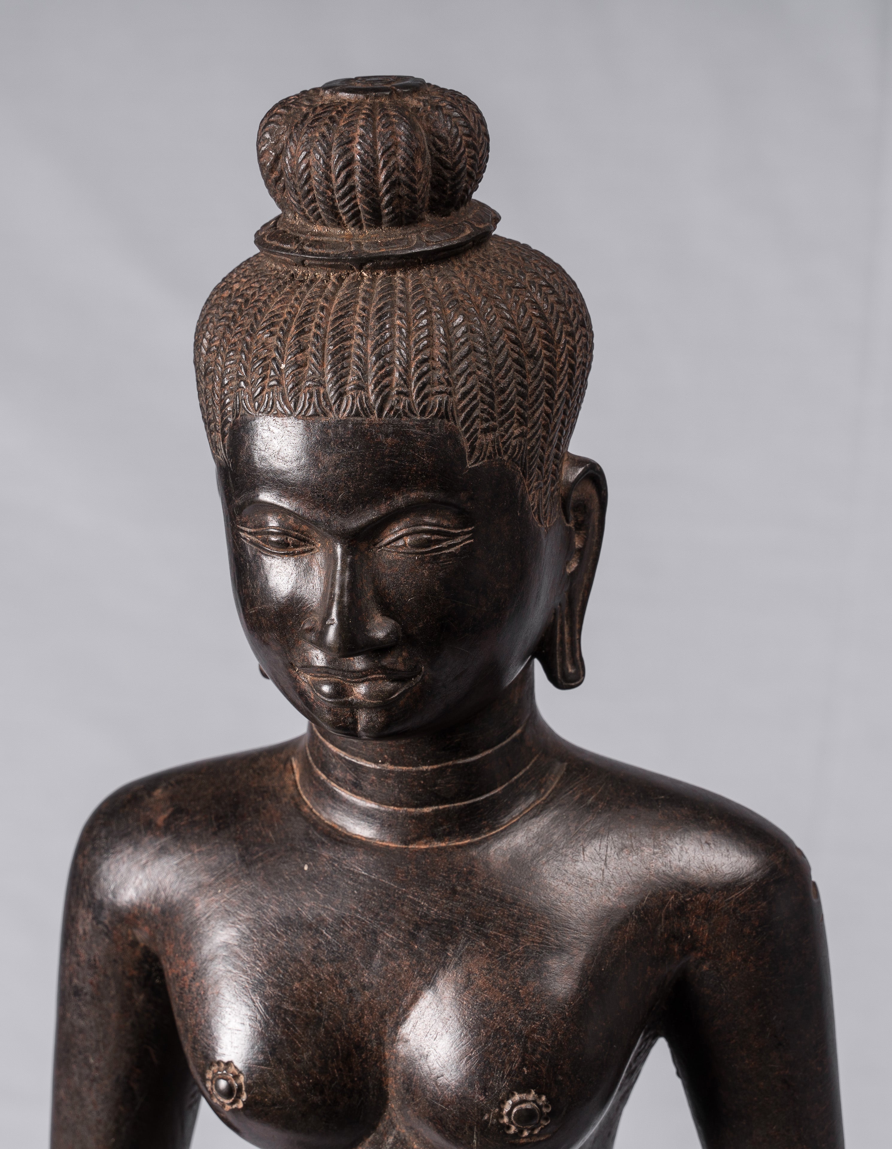 Estatua de Lakshmi - Piedra antigua estilo Baphuon Lakshmi / Devi Consorte de Vishnu Torso - 78cm/31"