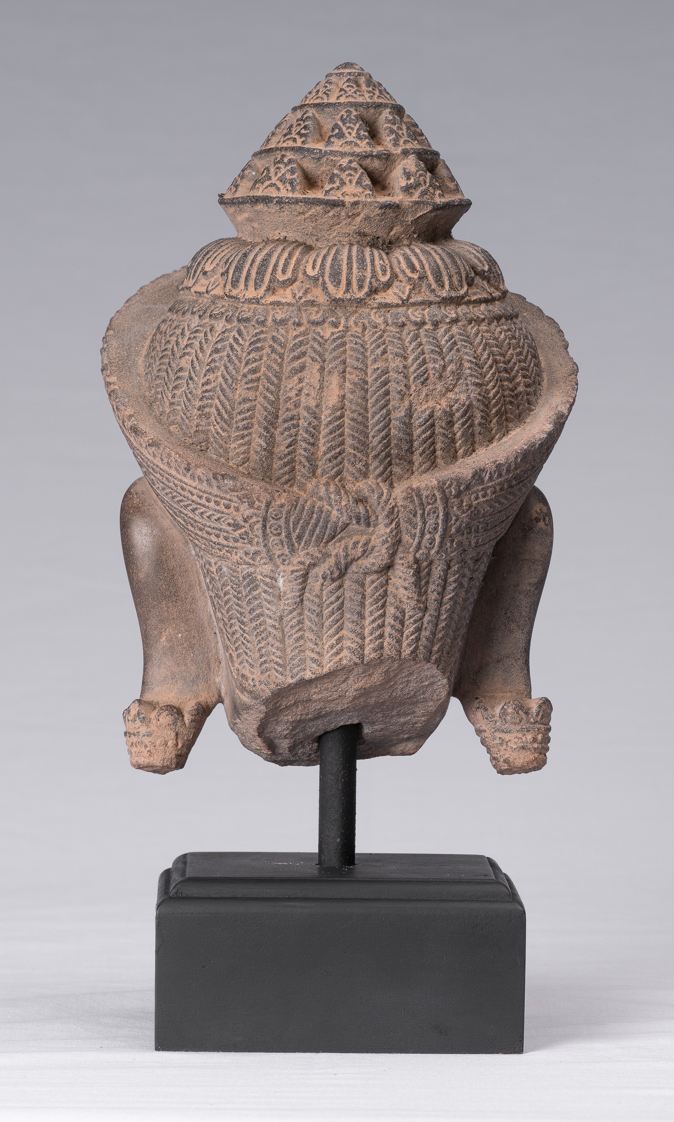 Shiva Statue - Antique Banteay Srei Style Khmer Stone Shiva Statue Head - Destroyer - 31 cm/12 "