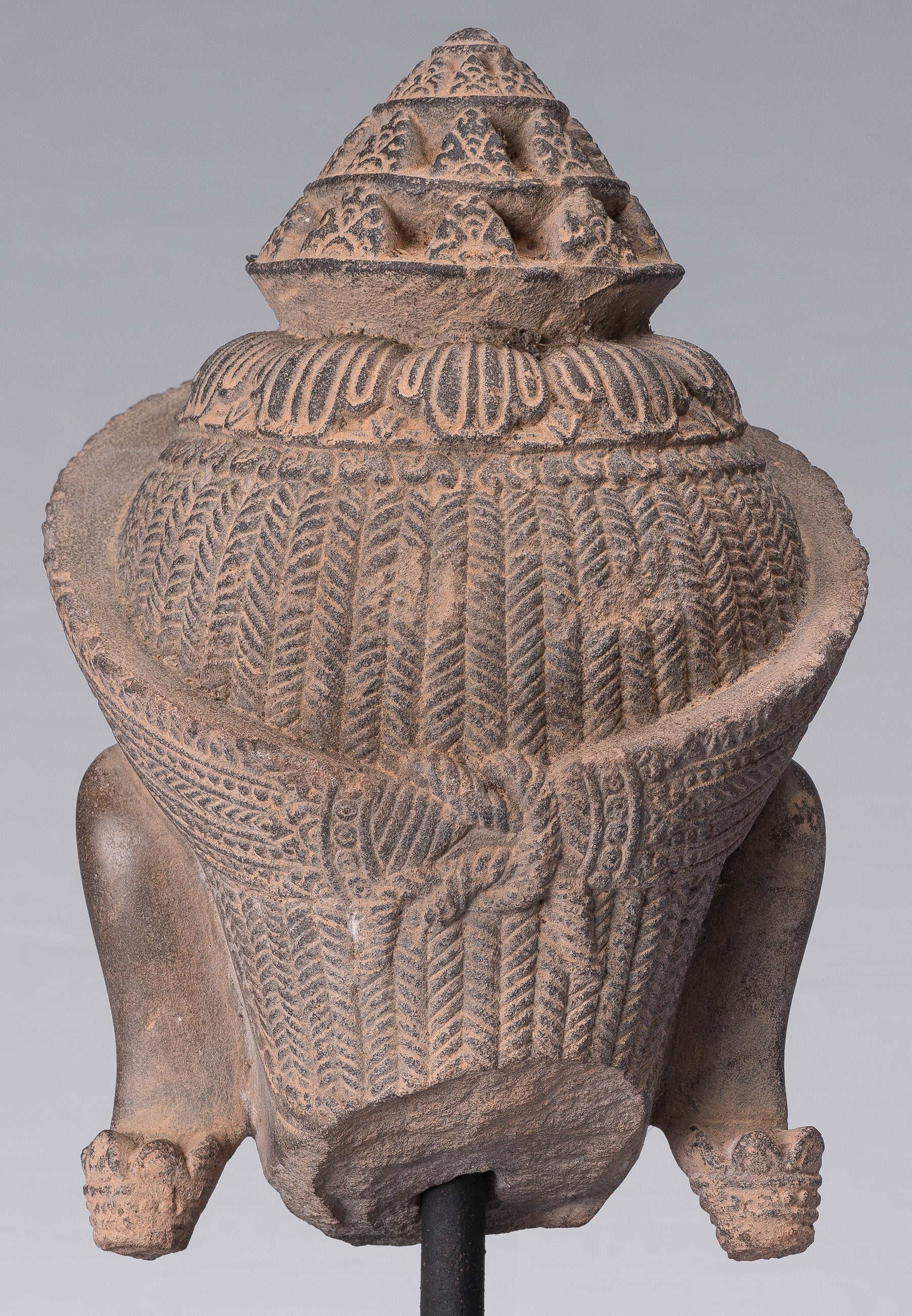 Shiva Statue - Antique Banteay Srei Style Khmer Stone Shiva Statue Head - Destroyer - 31 cm/12 "