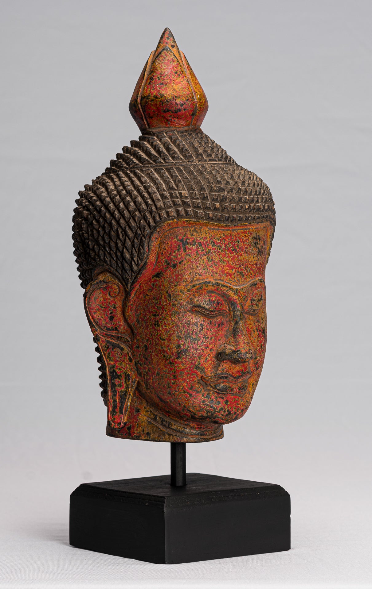 Estatua de Buda - Estatua de la cabeza de Buda de Madera Roja del Sudeste de Justicia del Sudeste de Justicia - 40 cm/16 "