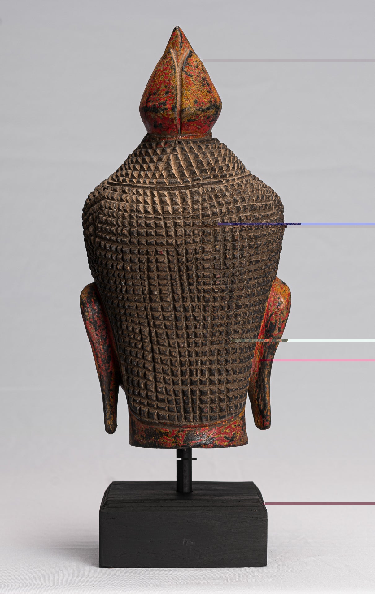 Estatua de Buda - Estatua de la cabeza de Buda de Madera Roja del Sudeste de Justicia del Sudeste de Justicia - 40 cm/16 "