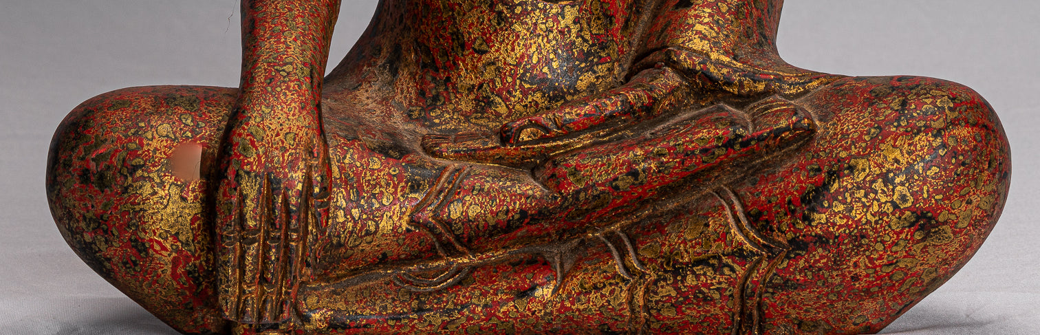 Estatua de Buda - Estatua de Buda de la Madera de Madera Asia ASIA ASIA ASIA - 43cm/17 "