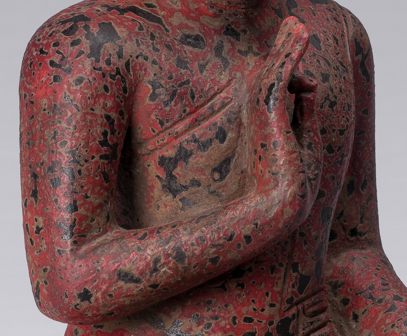 Escultura de Buda - Buda - Estatua de buda de madera de estilo jemer antiguo de estilo jemer enseñando mudra - 34 cm/14 "