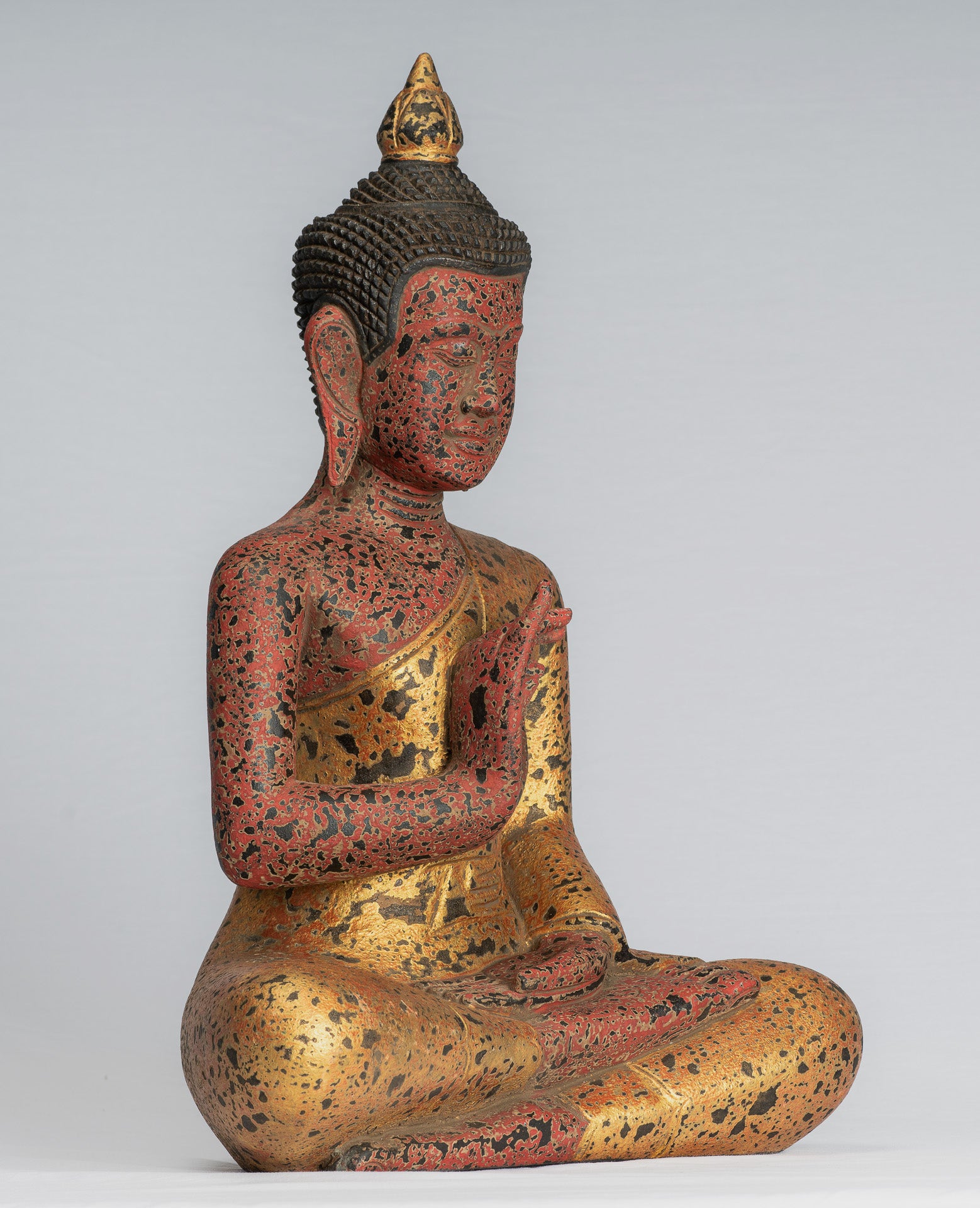 Statue di Buddha - Antique Khmer in stile Cambogia Statue Buddha seduta Insegnamento Mudra - 53cm/21 "