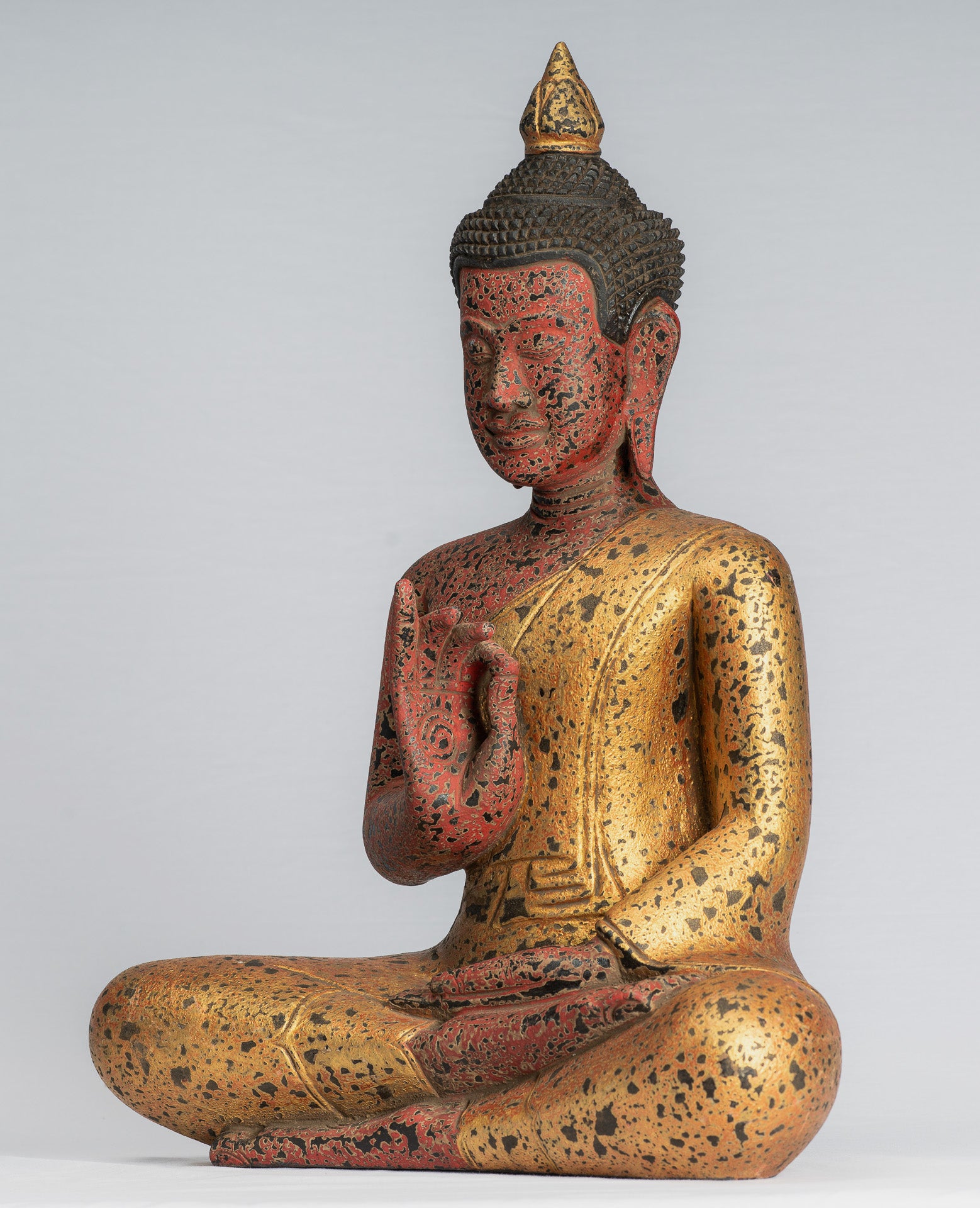 Statue di Buddha - Antique Khmer in stile Cambogia Statue Buddha seduta Insegnamento Mudra - 53cm/21 "