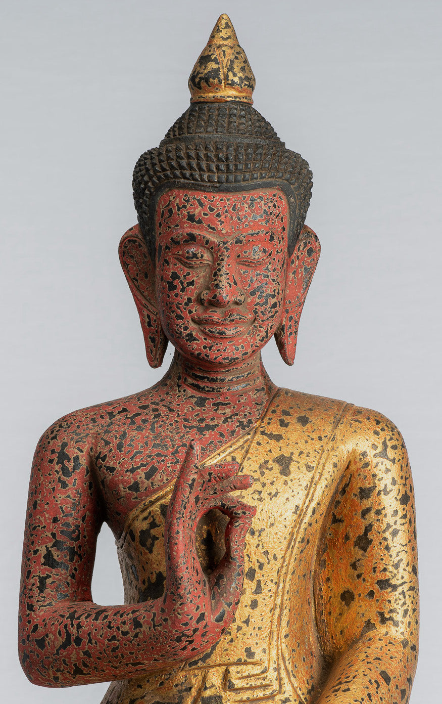 Statue di Buddha - Antique Khmer in stile Cambogia Statue Buddha seduta Insegnamento Mudra - 53cm/21 "