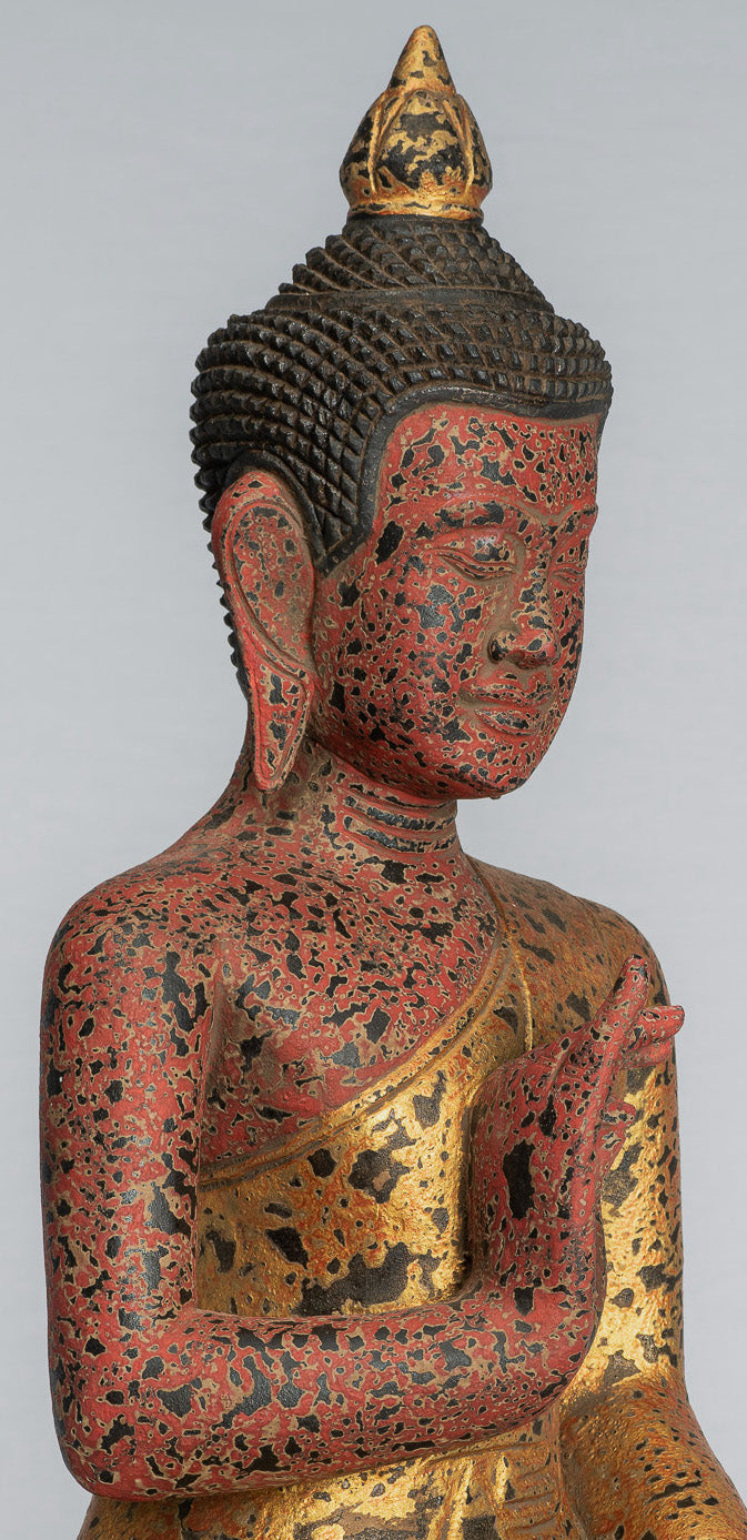 Statue di Buddha - Antique Khmer in stile Cambogia Statue Buddha seduta Insegnamento Mudra - 53cm/21 "
