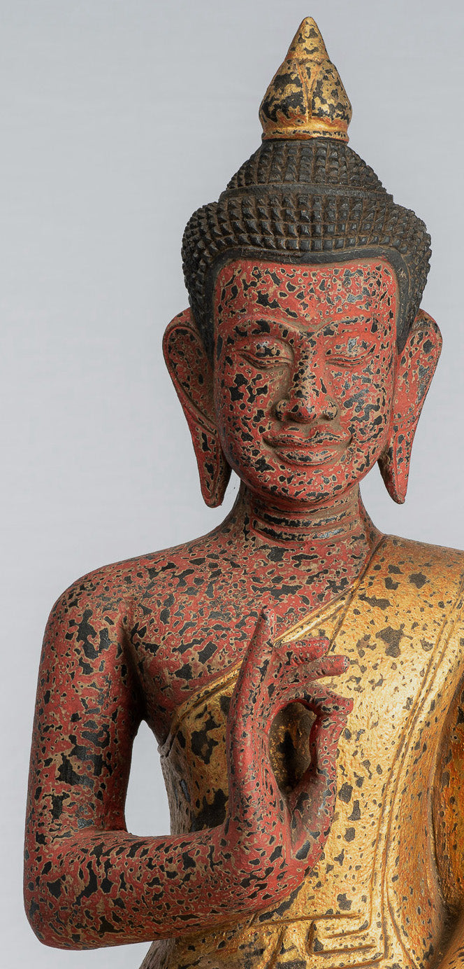 Statue di Buddha - Antique Khmer in stile Cambogia Statue Buddha seduta Insegnamento Mudra - 53cm/21 "