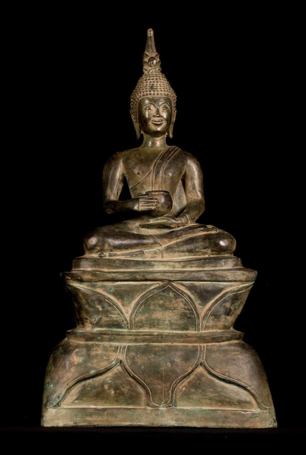 Estatua de Buda Antigua -Estatua de Buda de Bronce Antique Laos Gautama - 64 cm/25 "