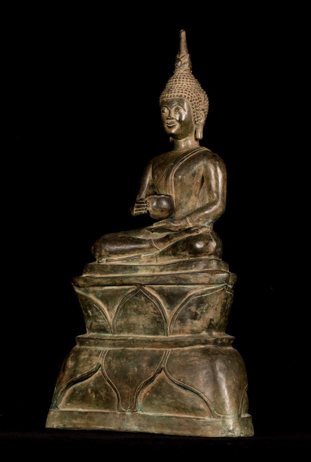Estatua de Buda Antigua -Estatua de Buda de Bronce Antique Laos Gautama - 64 cm/25 "