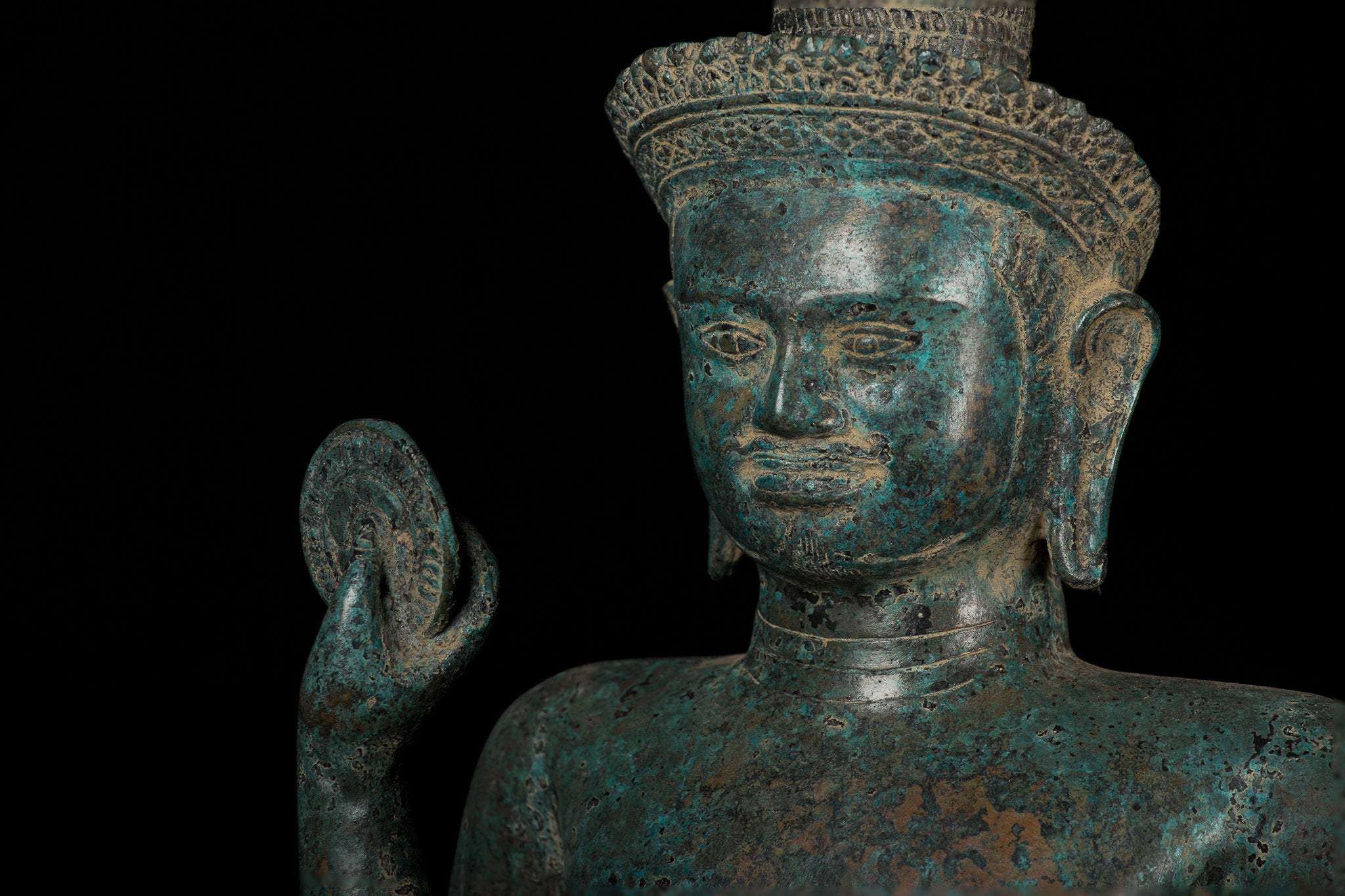 Vishnu - Estatua de Vishnu de bronce de estilo antiguo Khmer Ker de pie - 82cm/32 "